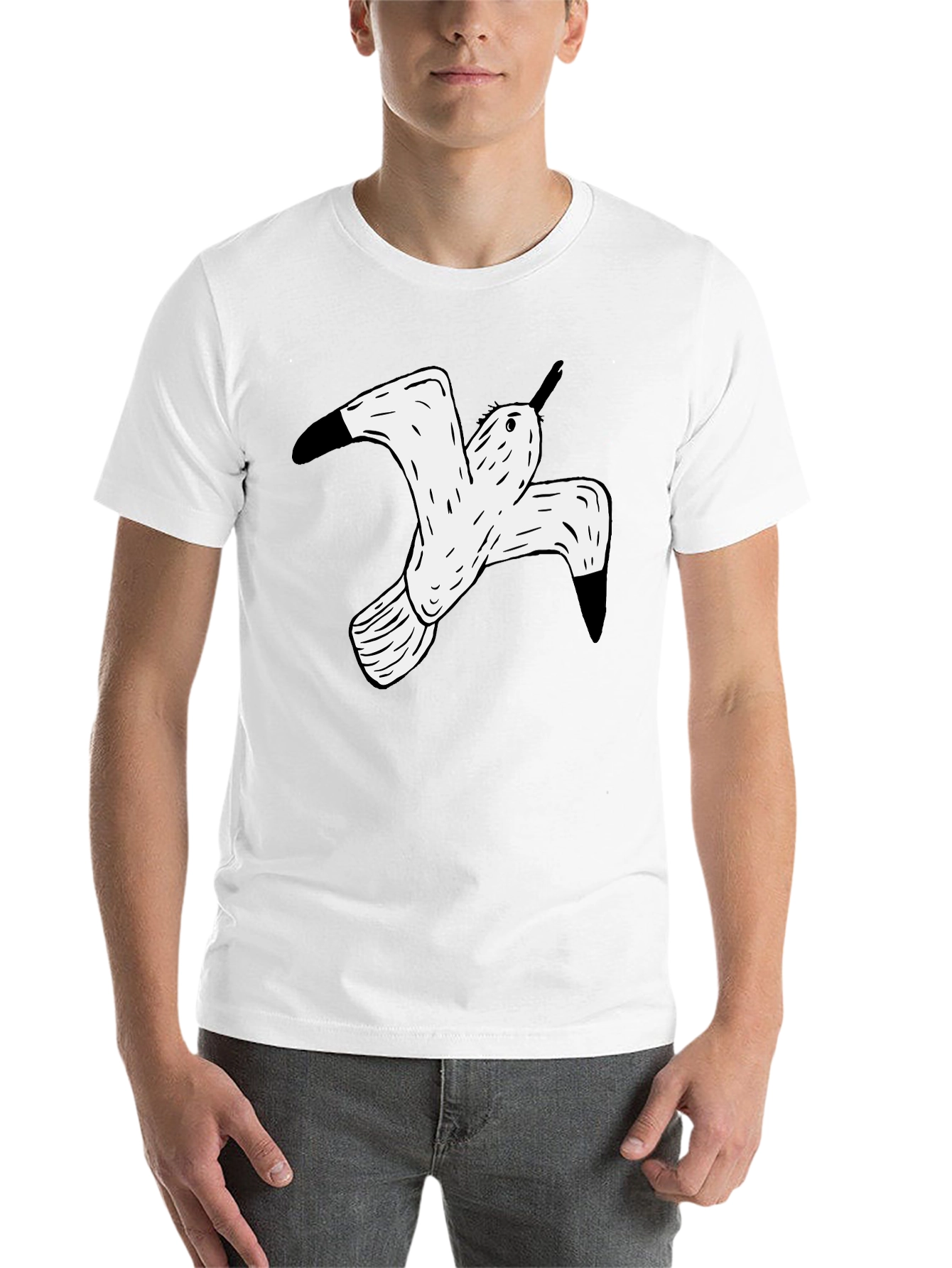 Black Black T-Shirt with White Flying Bird Graphic view 14