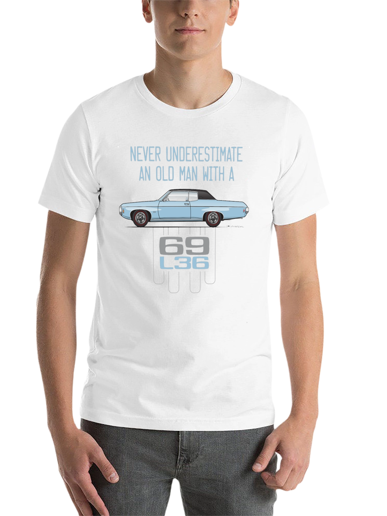 Black Old Man 69 L36 Car Graphic T-Shirt view 14