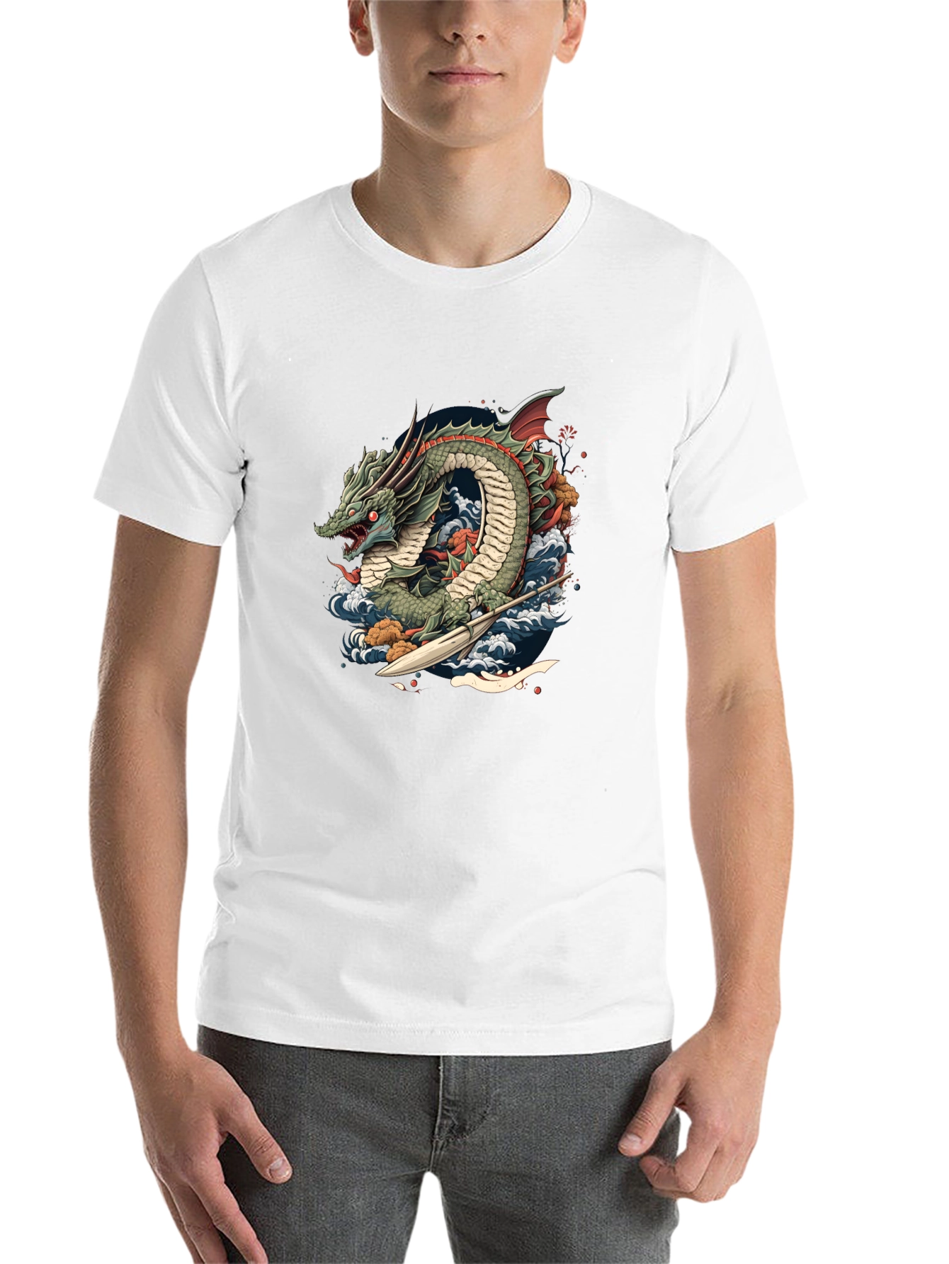 Black Dragon Wave T-Shirt - Unique Graphic Tee view 14