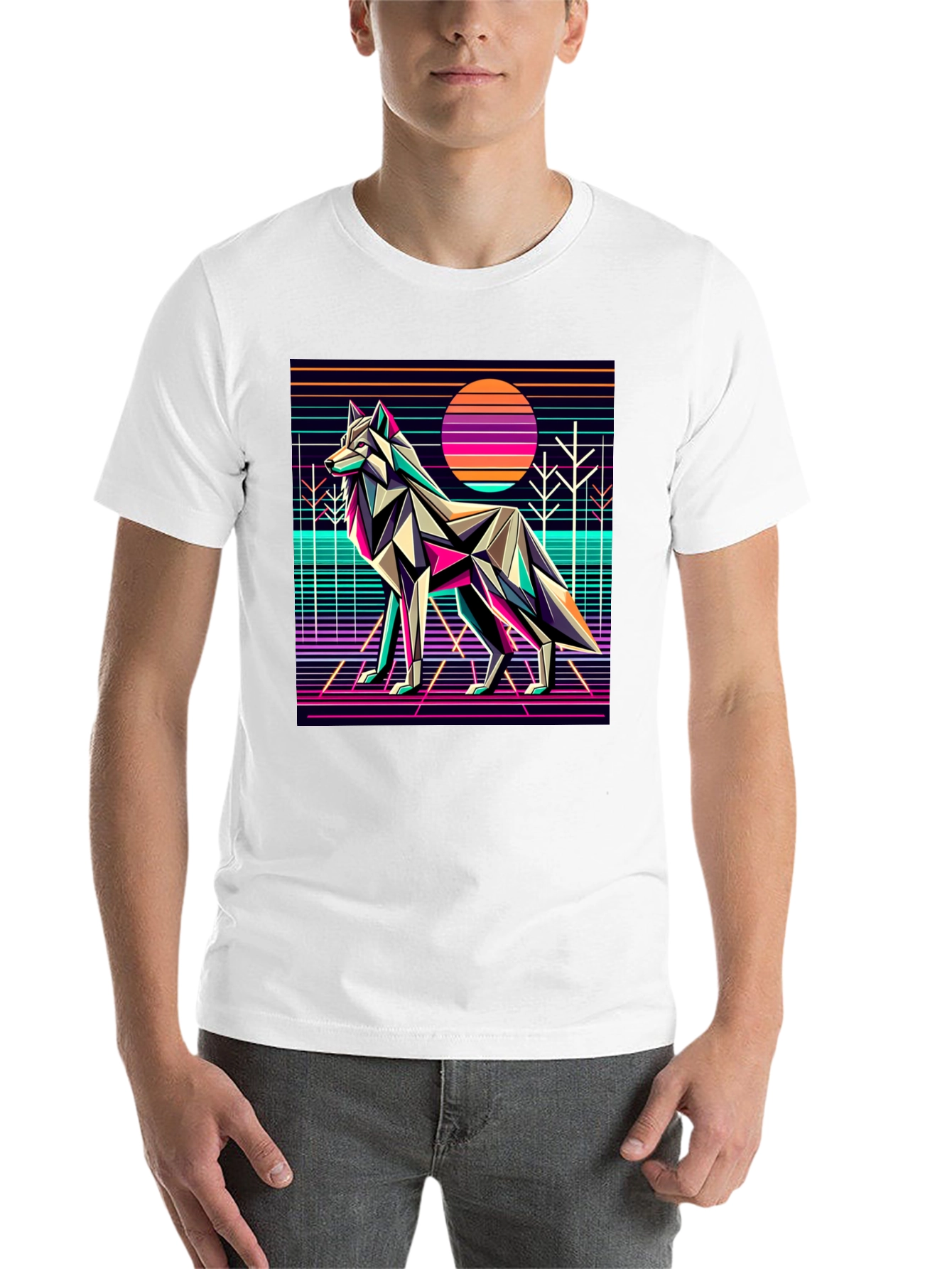 Black Retro Wolf Graphic Tee - 80s Style view 14