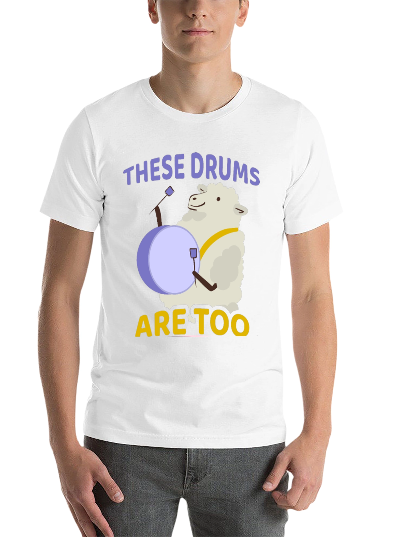 Black Funny Sheep Drummer T-Shirt - "These Drums are Too" view 14