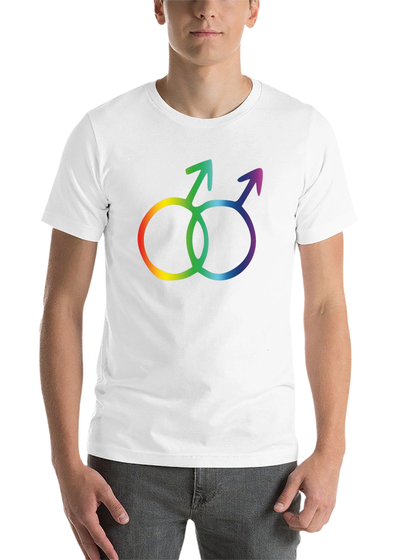 Black Rainbow Gay Pride Interlocking Mars Symbol Black T-Shirt view 14