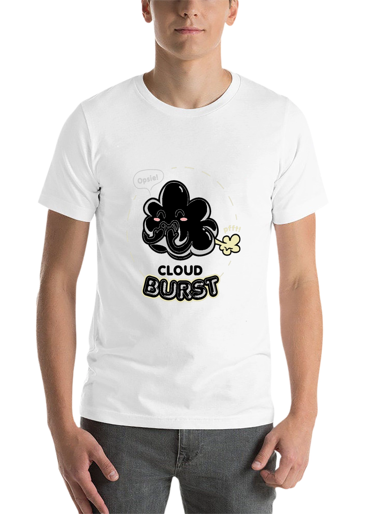 Black Cloud Burst Funny Graphic T-Shirt view 14