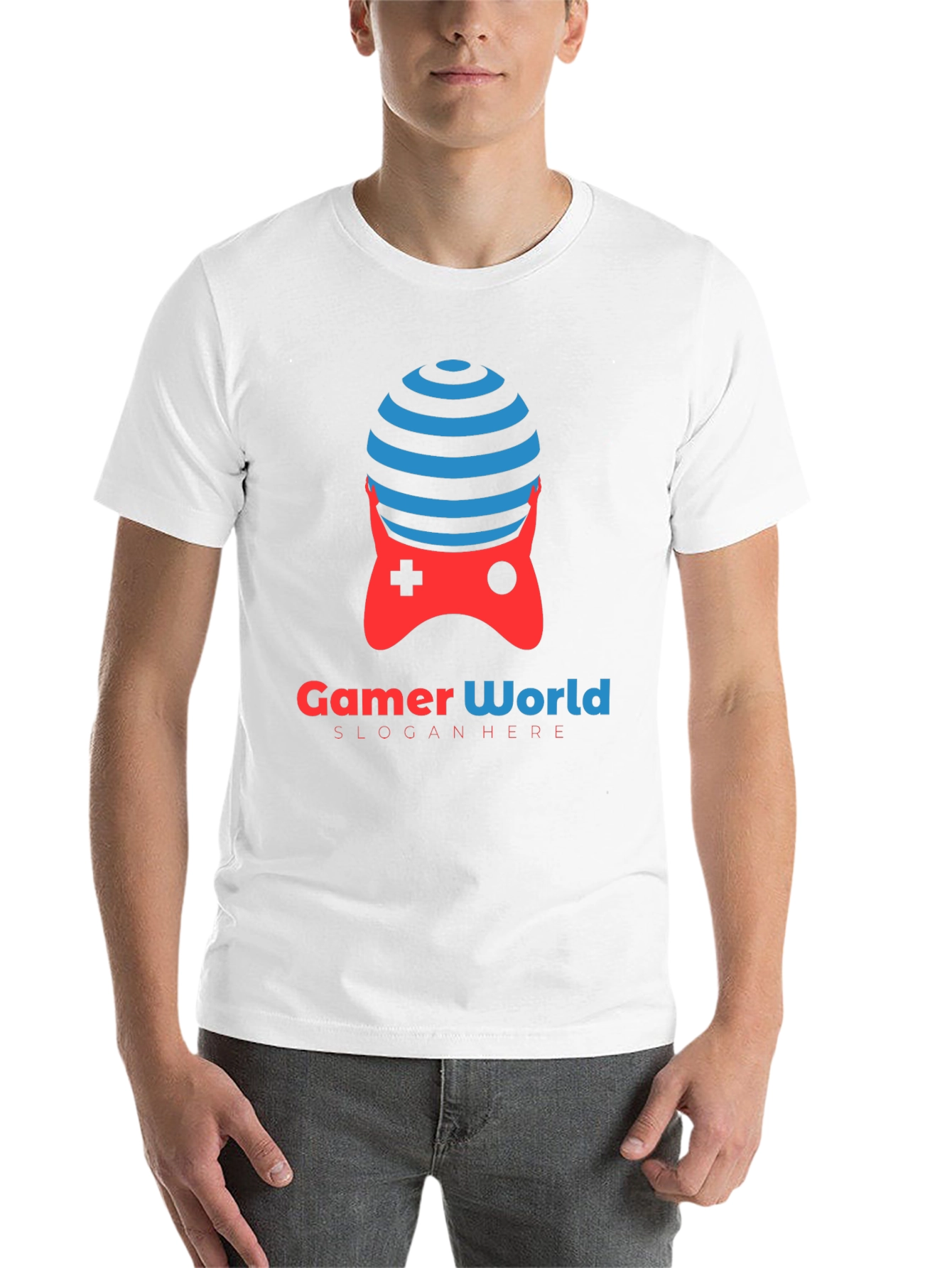 Black Gamer World Black T-Shirt | Unique Gaming Controller Design view 14