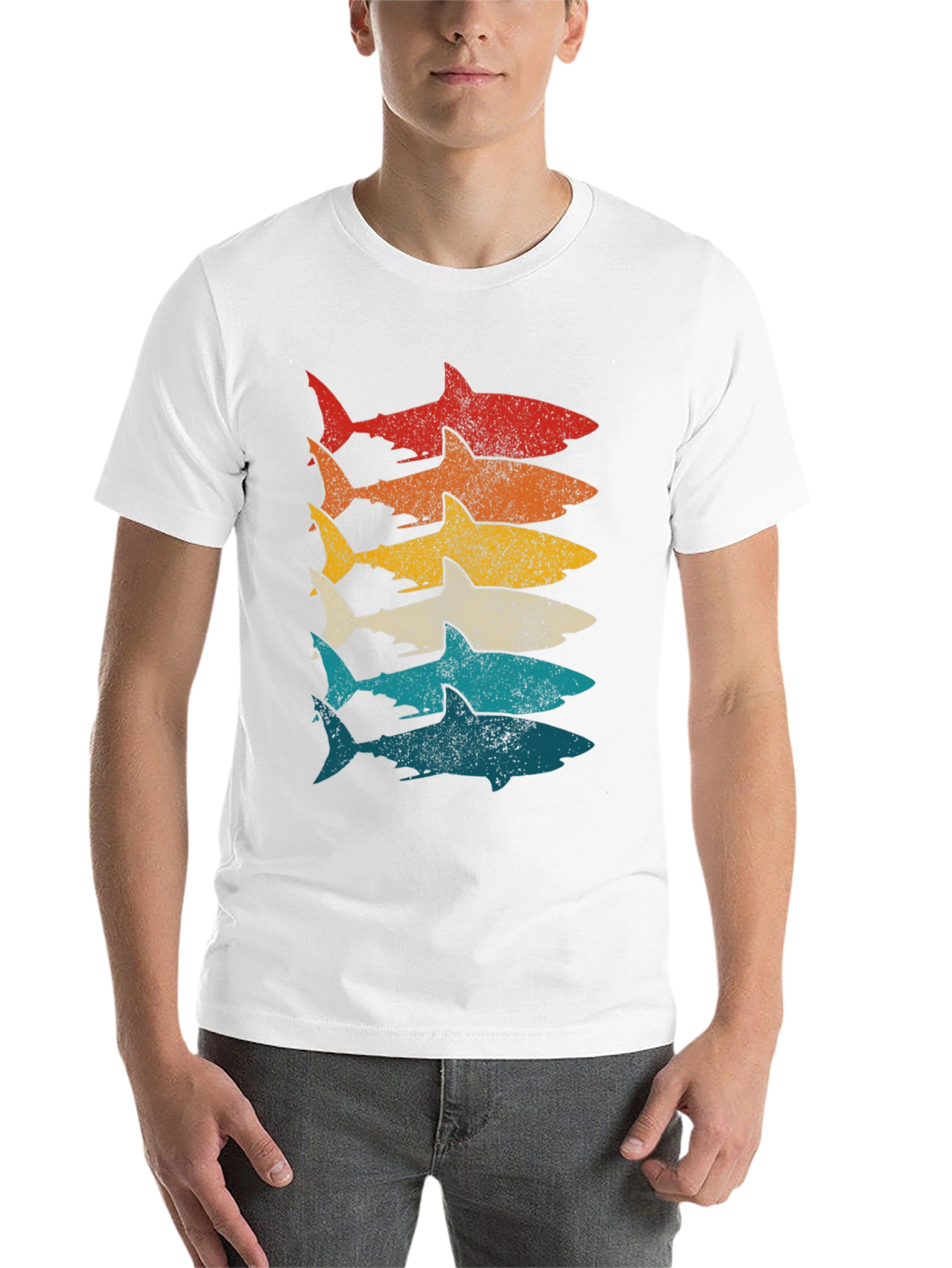 Black Retro Shark Stack Graphic Tee view 14
