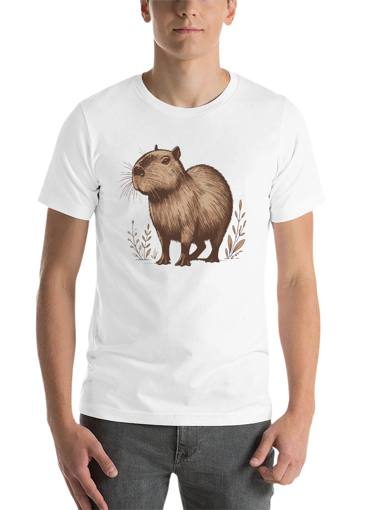 Black Capybara Graphic Tee - Unisex Cotton Shirt view 14