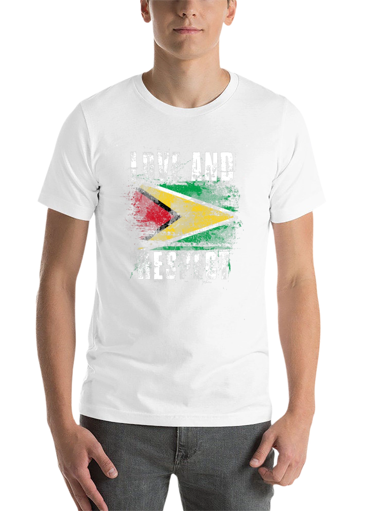 Black Guyana Flag Love and Respect Graphic Tee view 14