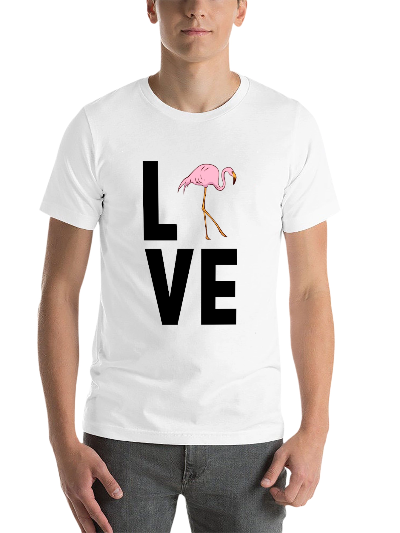 Black Flamingo LOVE Graphic T-Shirt - Black Casual Tee view 14