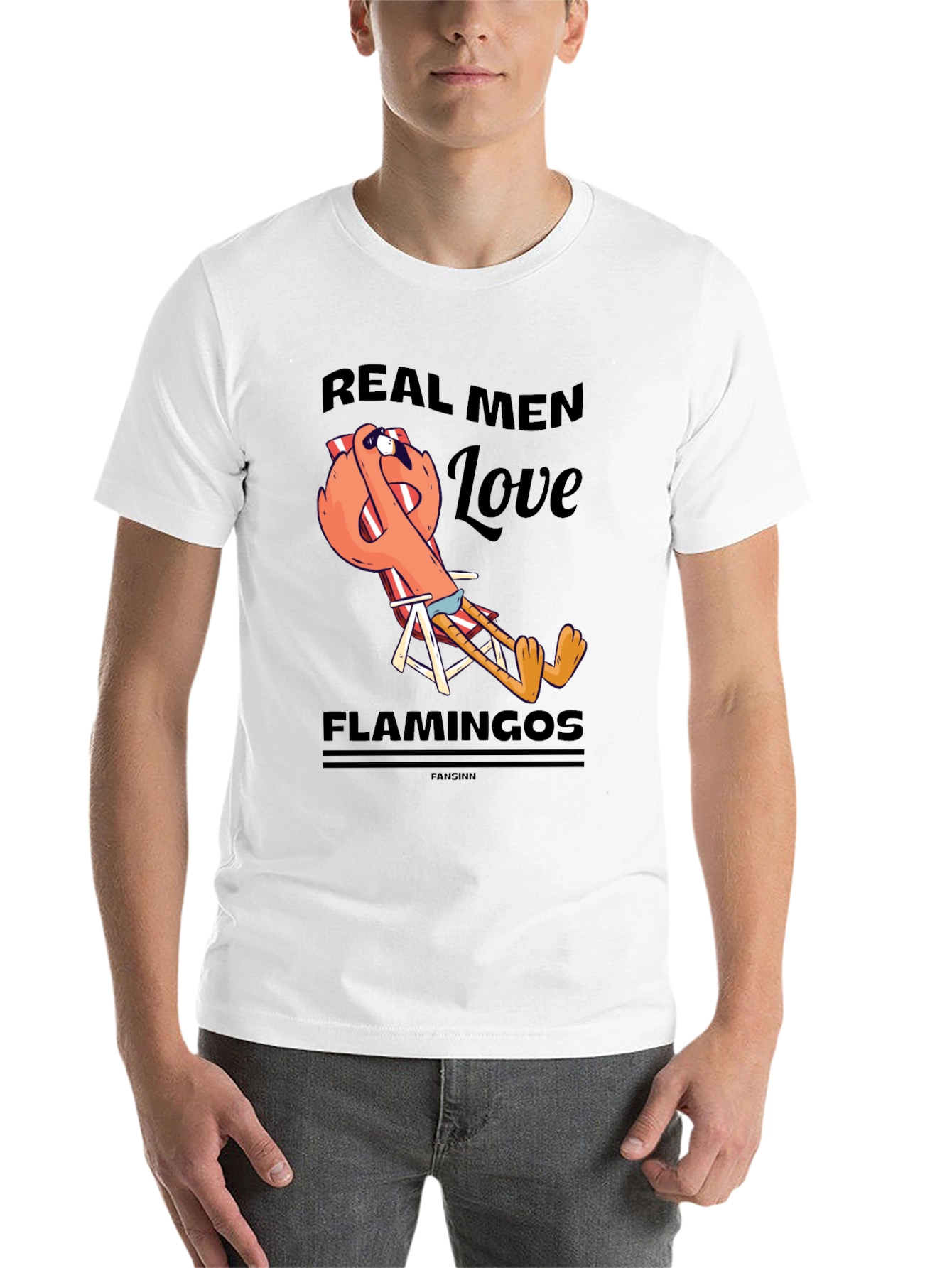 Black Real Men Love Flamingos T-Shirt view 14