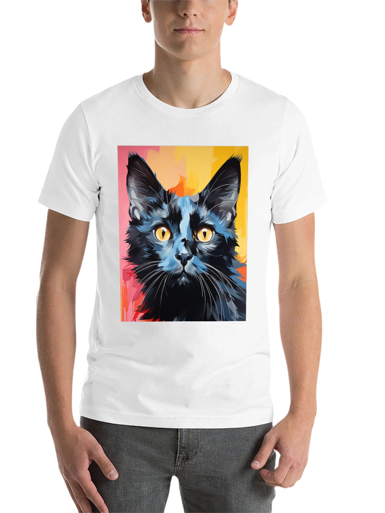 Black Black Cat Graphic Tee - Stylish Men's T-Shirt view 14