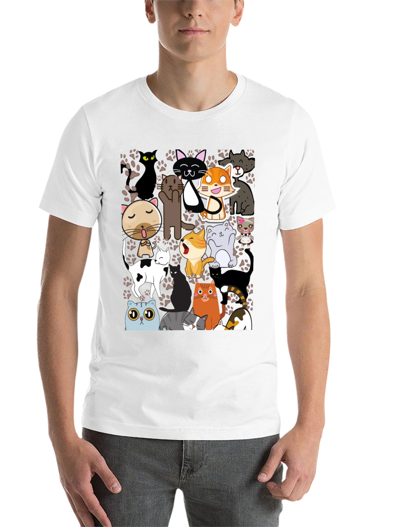 Black Cartoon Cats Graphic T-Shirt view 14