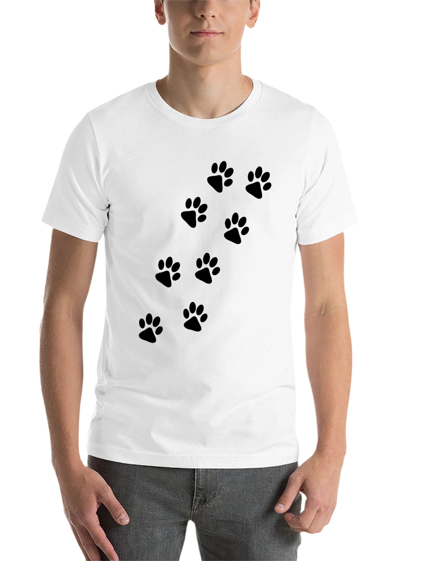 Black Black Paw Print Crew Neck T-Shirt view 14