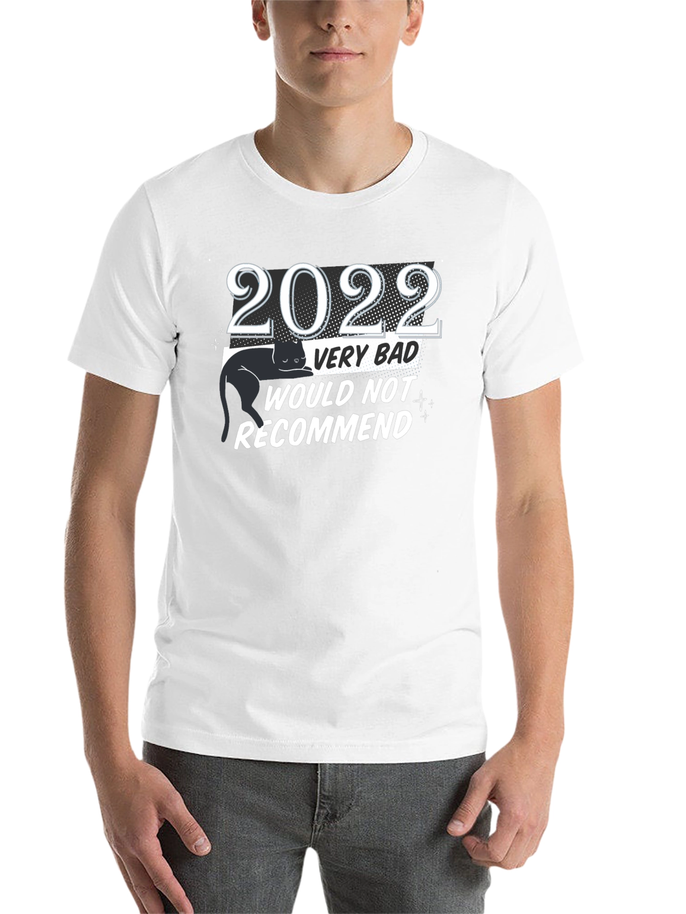 Black 2022 Very Bad Would Not Recommend Black Cat T-Shirt view 14