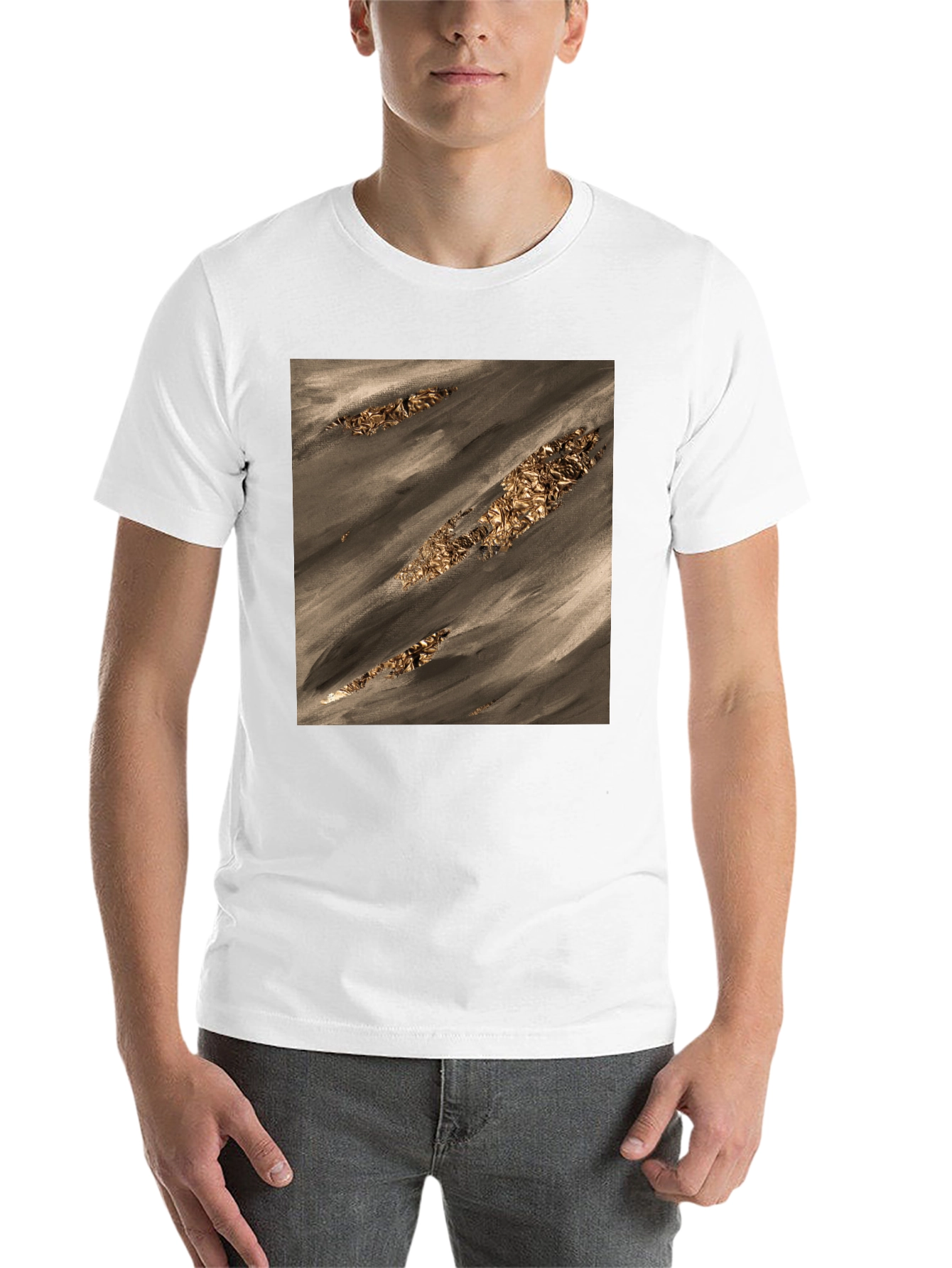 Black Abstract Gold Foil Art Black T-Shirt view 14