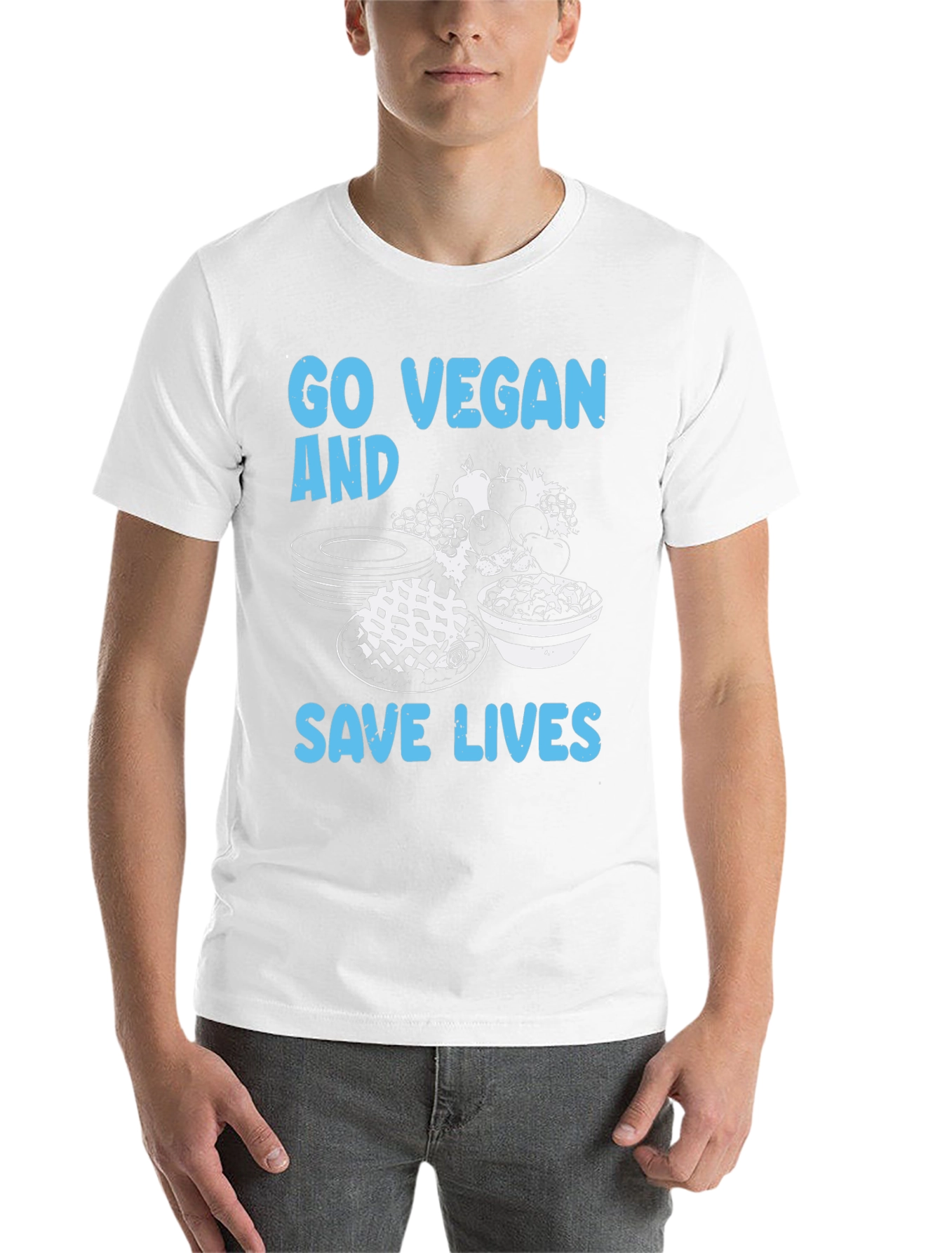 Black Go Vegan Save Lives T-Shirt view 14