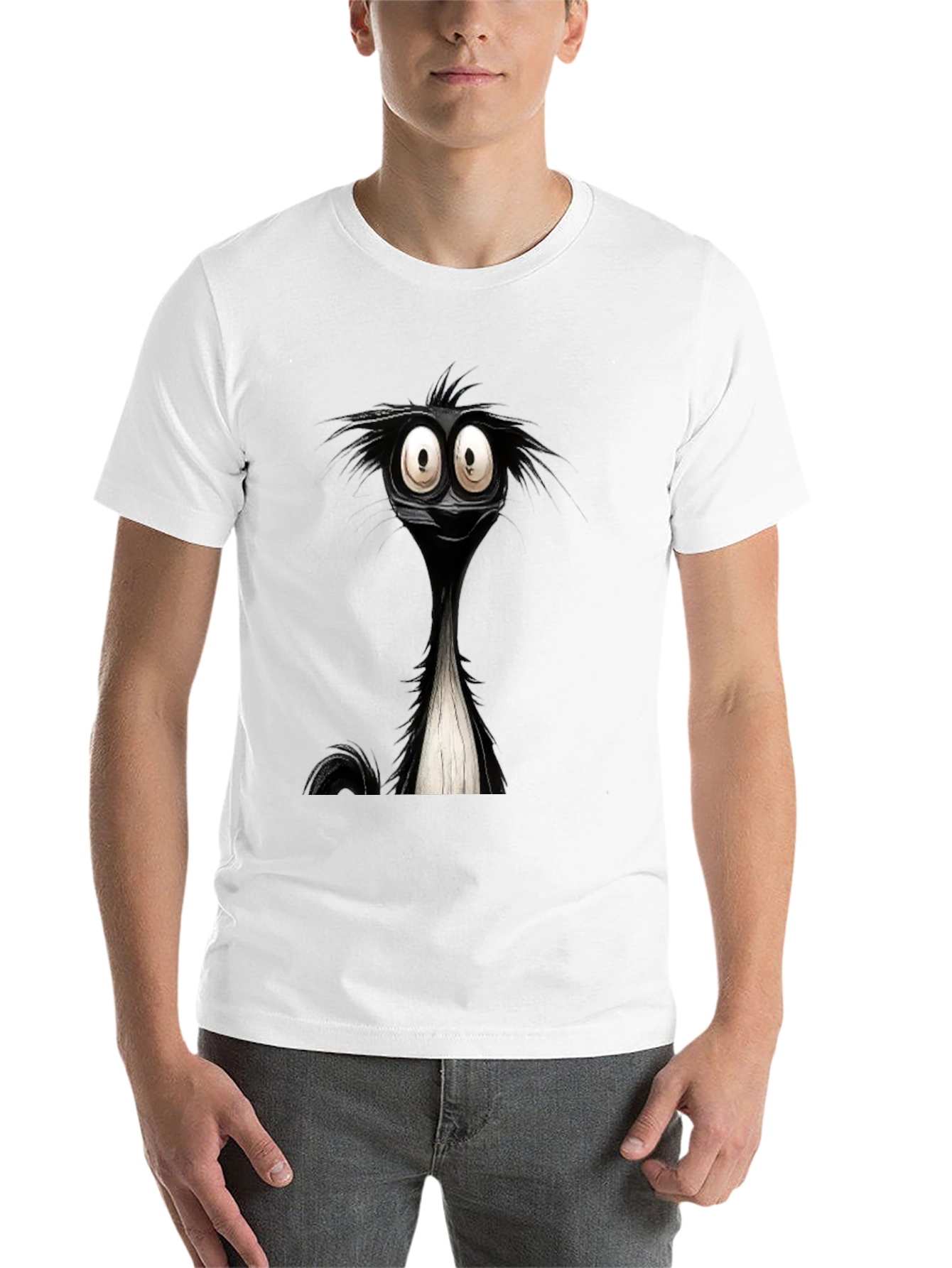 Black Cartoon Skunk Graphic Black T-Shirt view 14