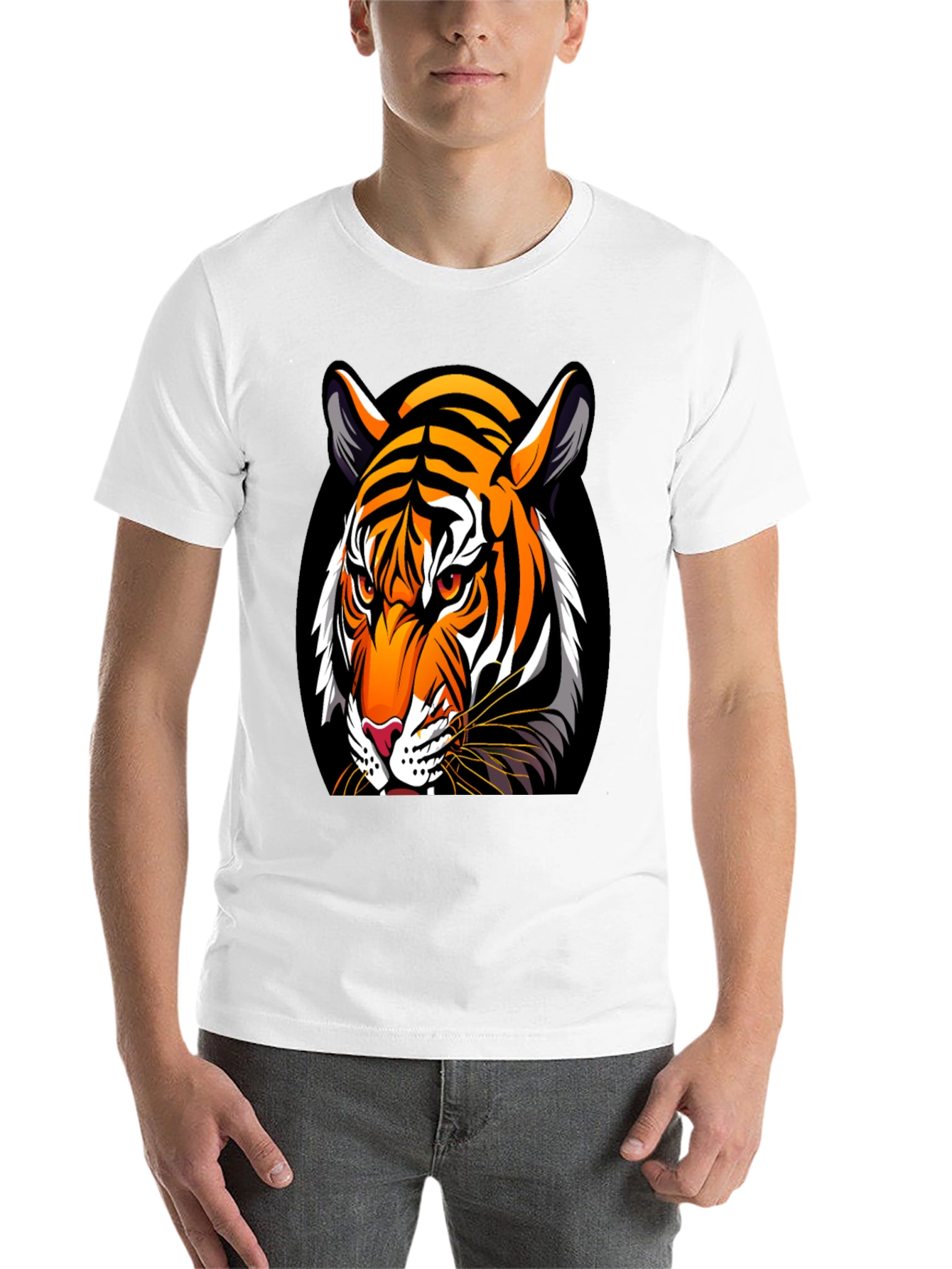 Black Bold Tiger Graphic Tee - Premium Black Cotton view 14