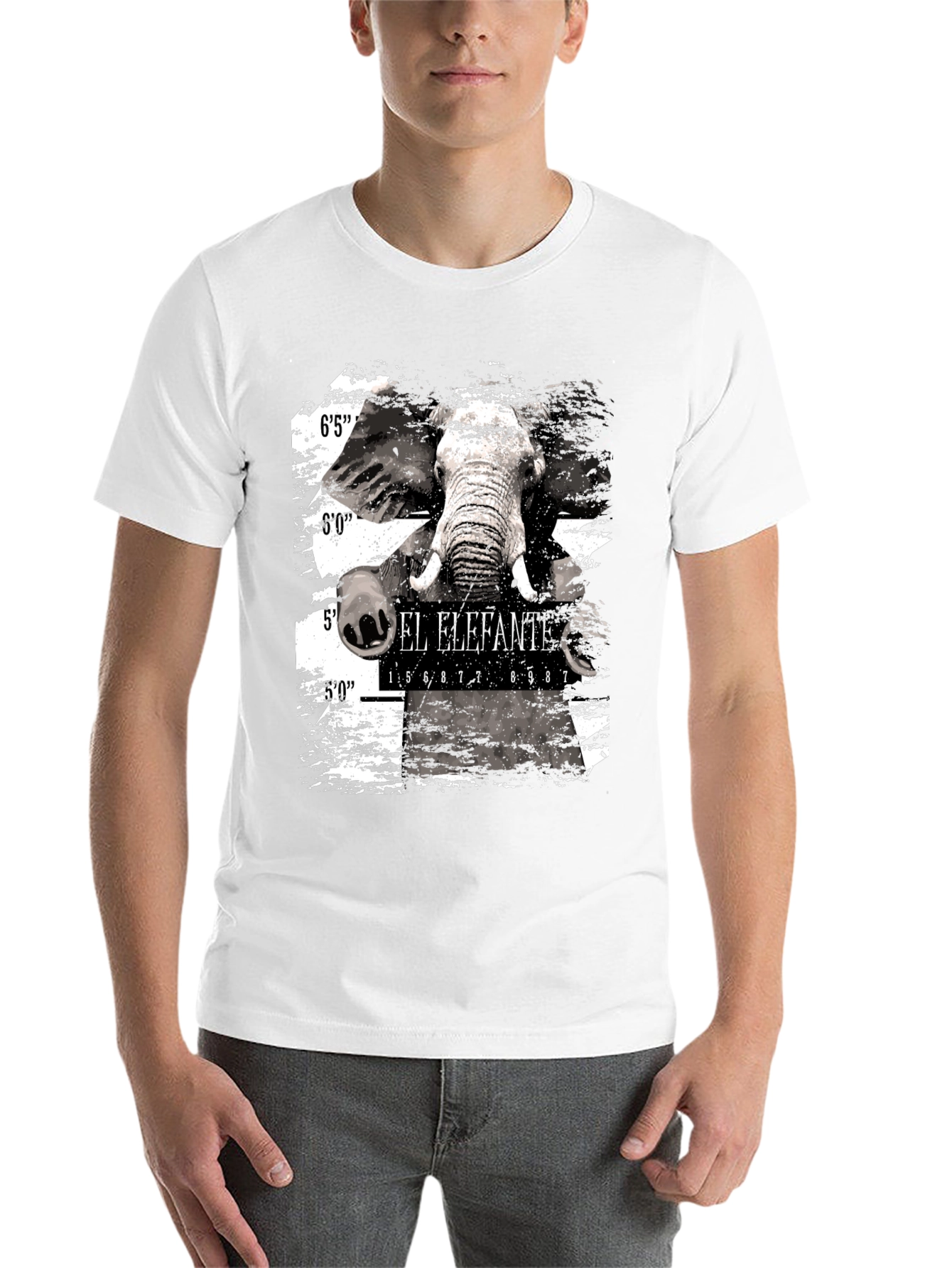 Black El Elefante Mugshot Men's Black Graphic T-Shirt view 14