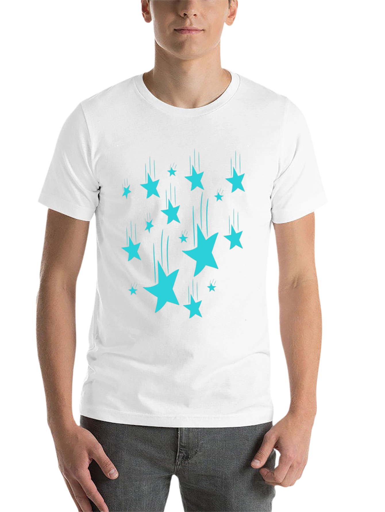 Black Starfall Tee - Black Cotton Graphic T-Shirt view 14