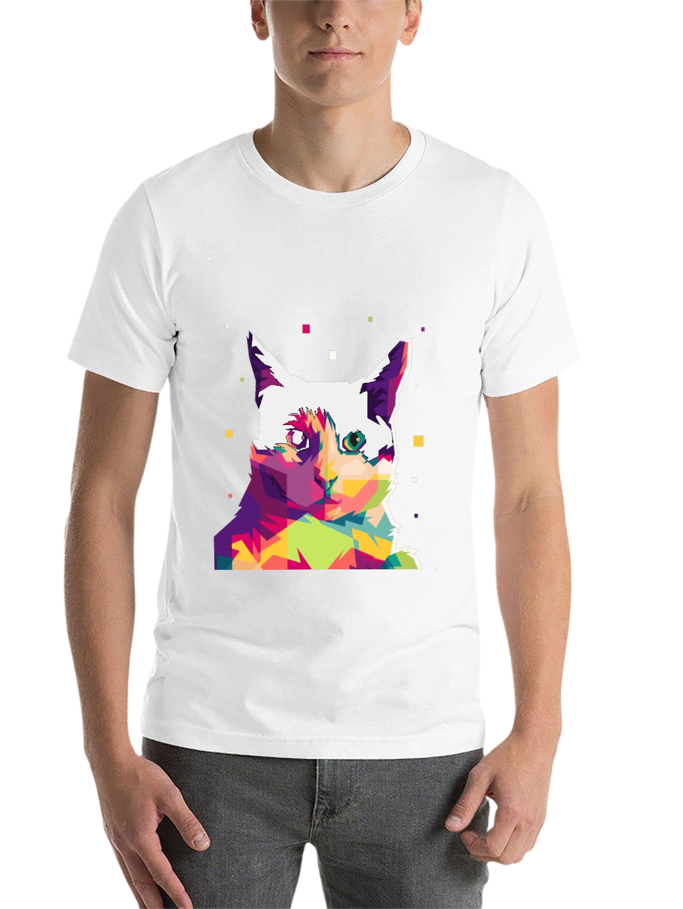 Black Abstract Cat Art Graphic Tee view 14