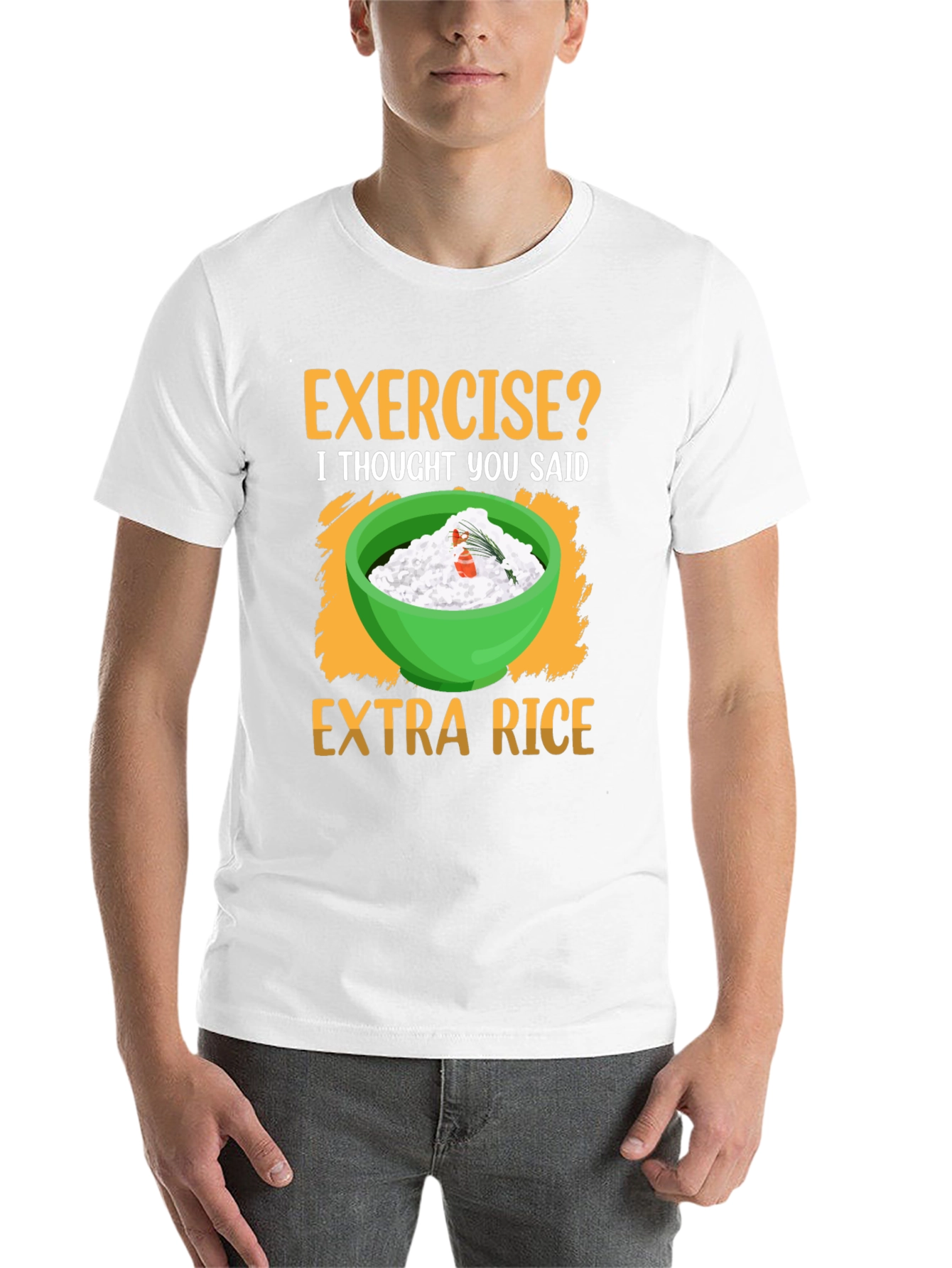 Black Exercise? Extra Rice T-Shirt Funny Foodie Tee view 14