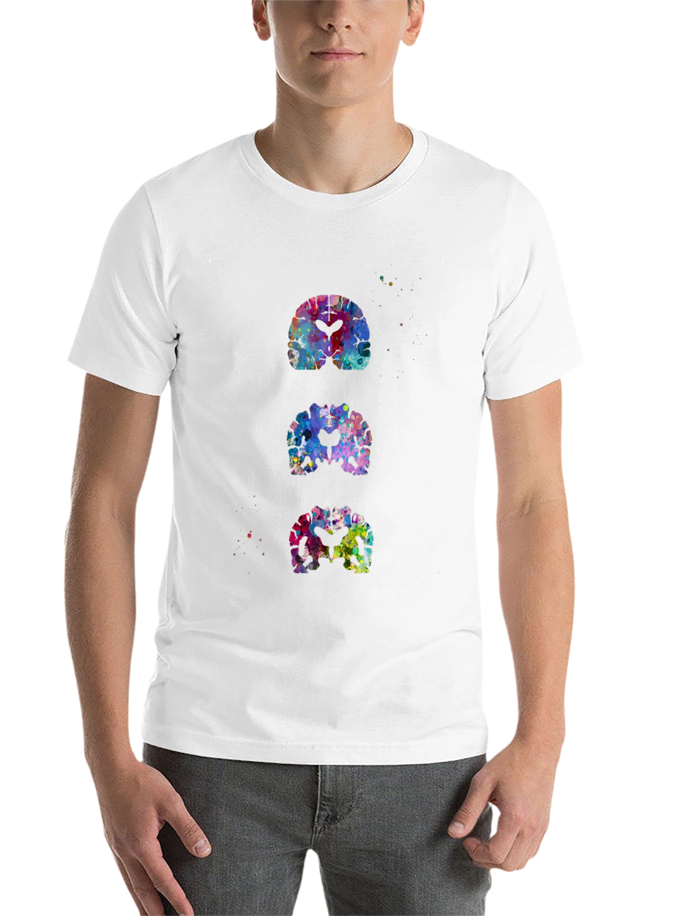 Black Colorful Brain Scan T-Shirt view 14
