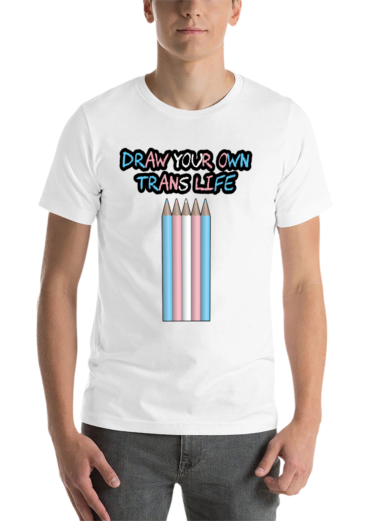 Black Draw Your Own Trans Life T-Shirt view 14