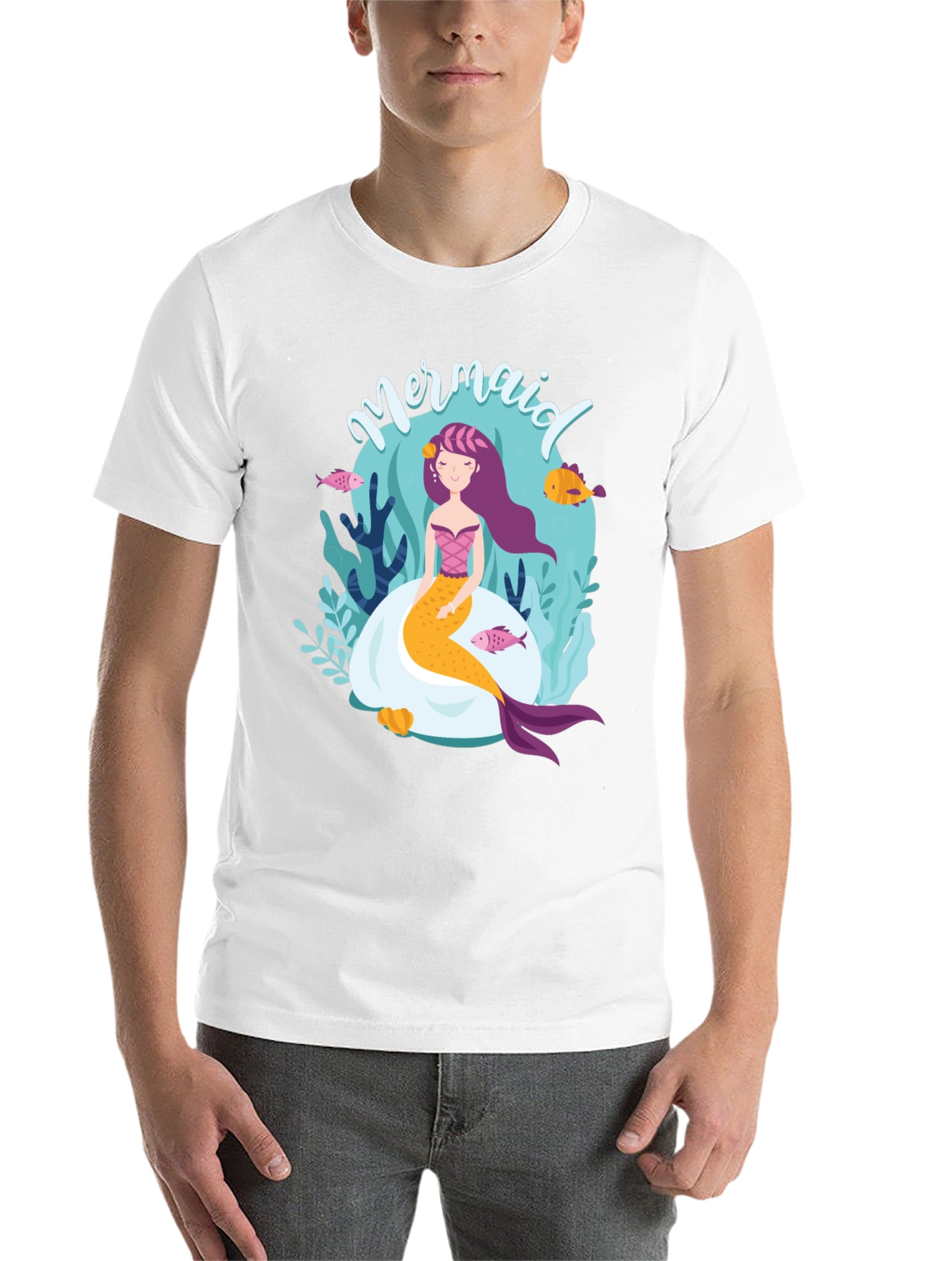 Black Mermaid Graphic Tee - Black Cotton T-Shirt view 14