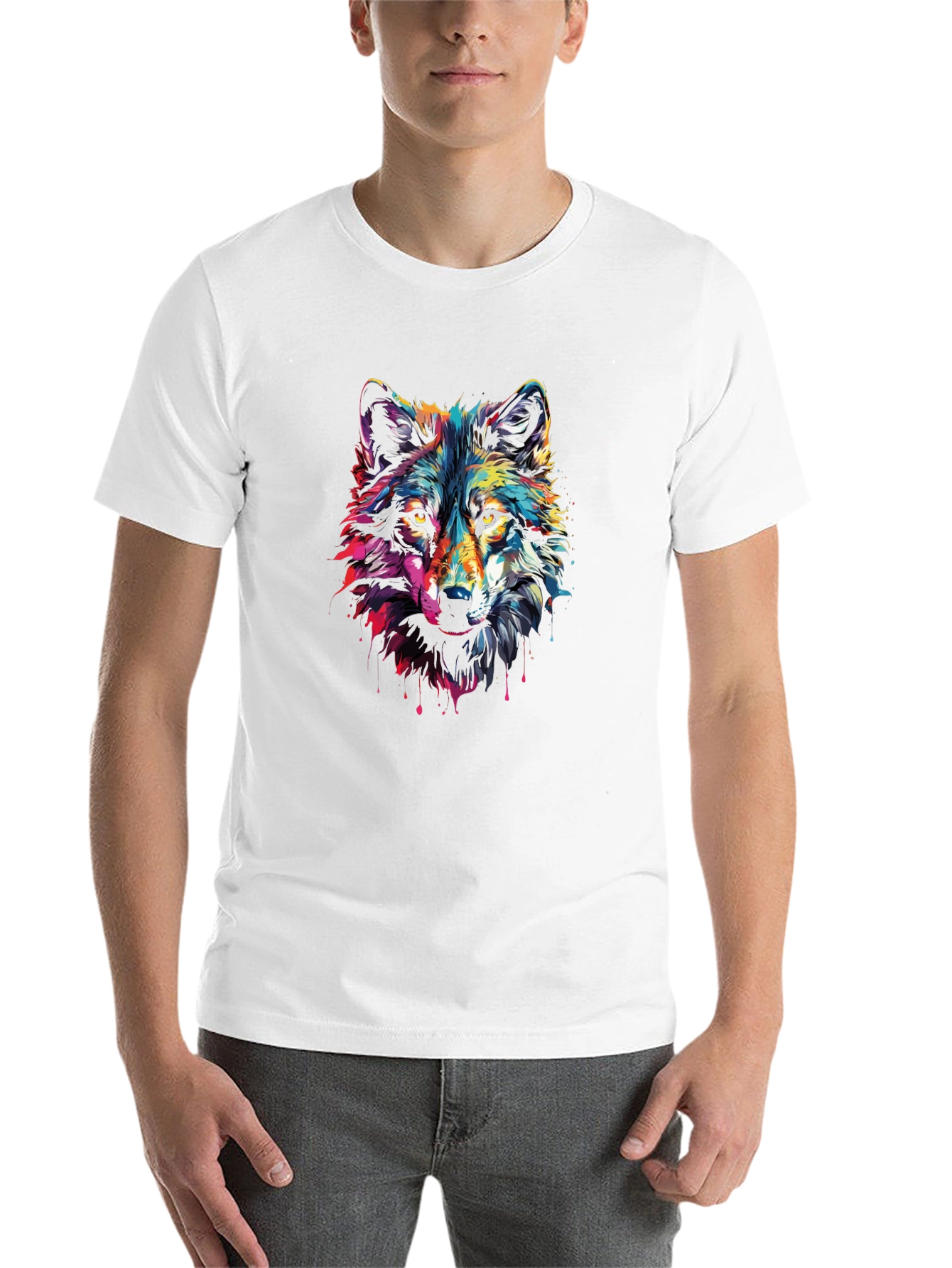 Black Vivid Wolf Graphic T-Shirt - Stylish Men's Tee view 14