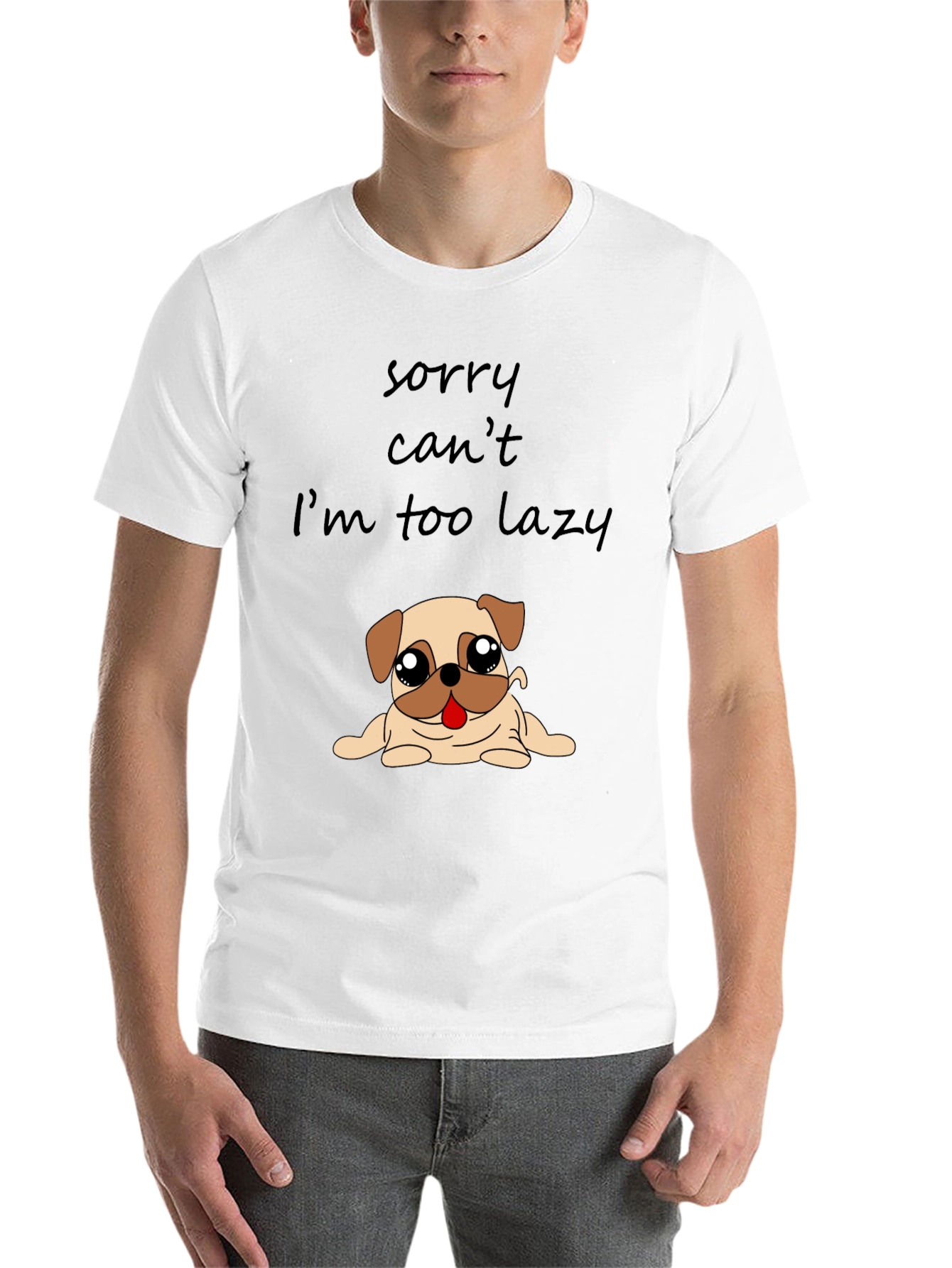 Black Lazy Pug Graphic T-Shirt - Funny Dog Lover Tee view 14