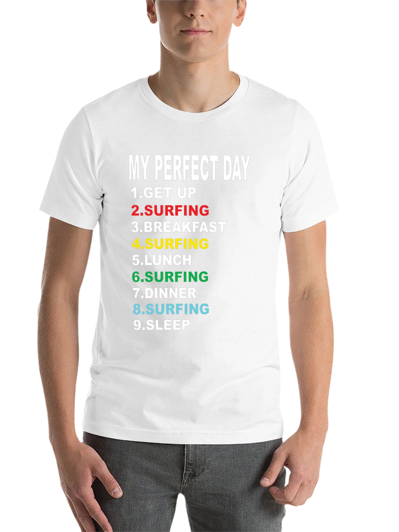 Black My Perfect Day Surfing T-Shirt - Black Cotton Tee view 14