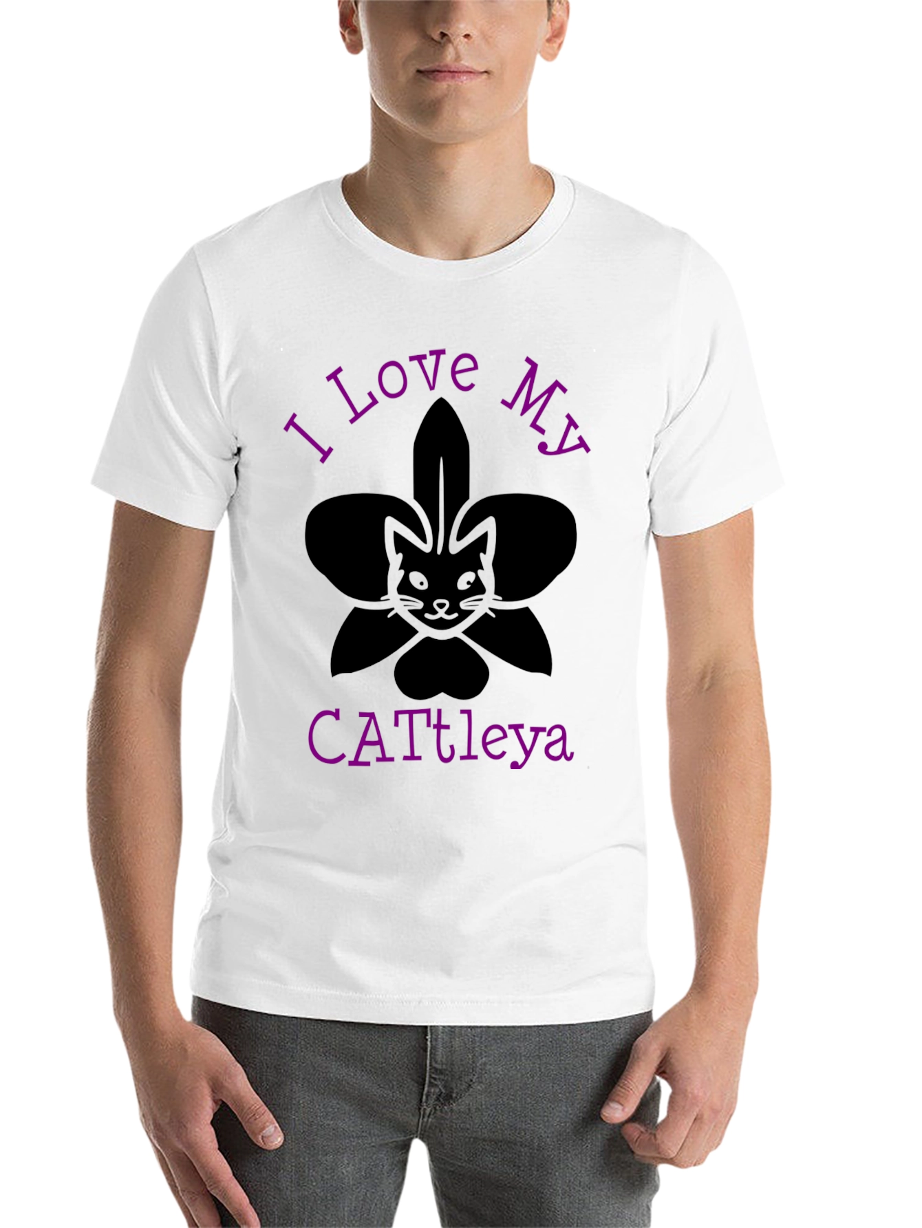 Black I Love My Cattleya Cat Orchid T-Shirt view 14
