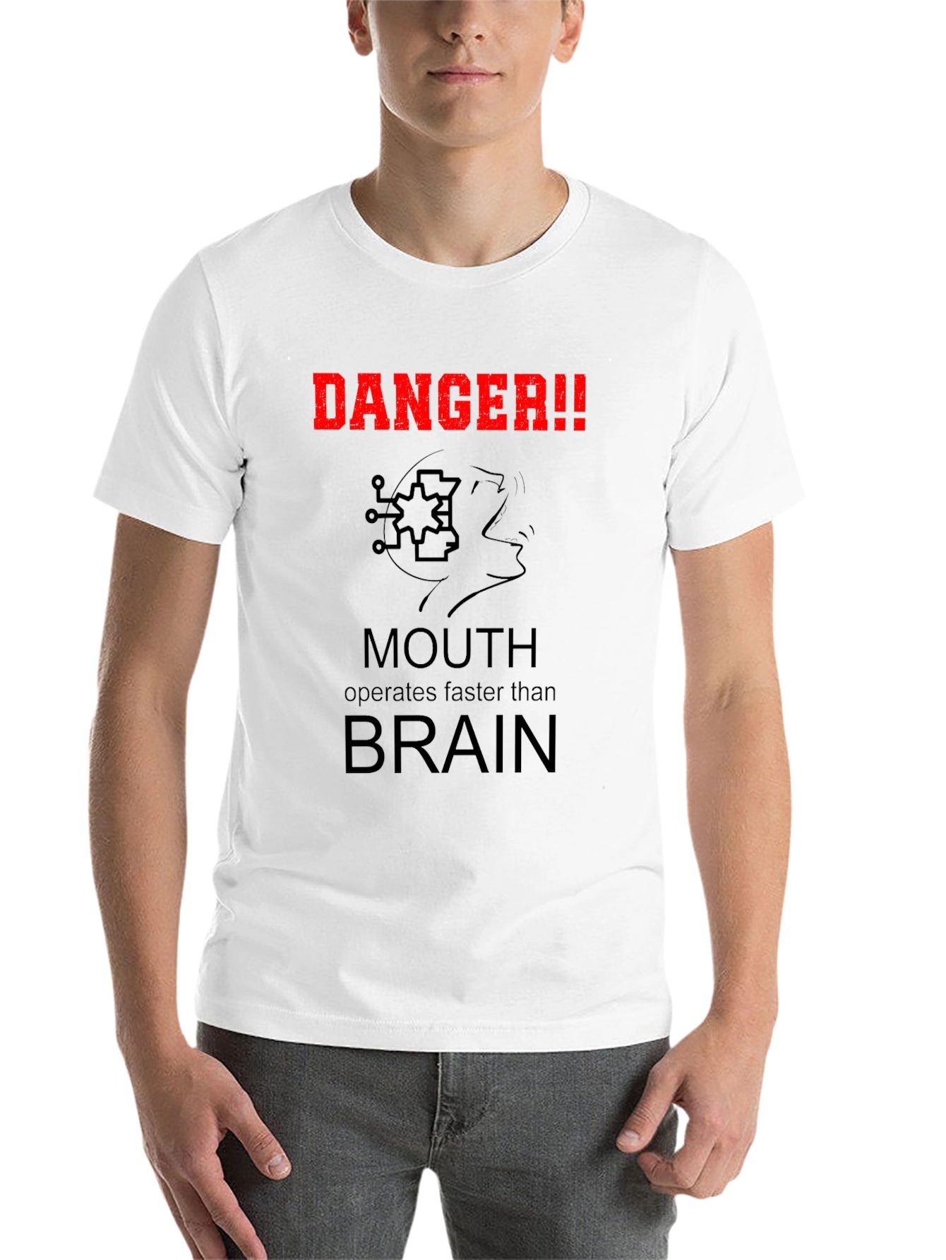 Black Danger!! Mouth Operates Faster Than Brain Humor T-Shirt view 14