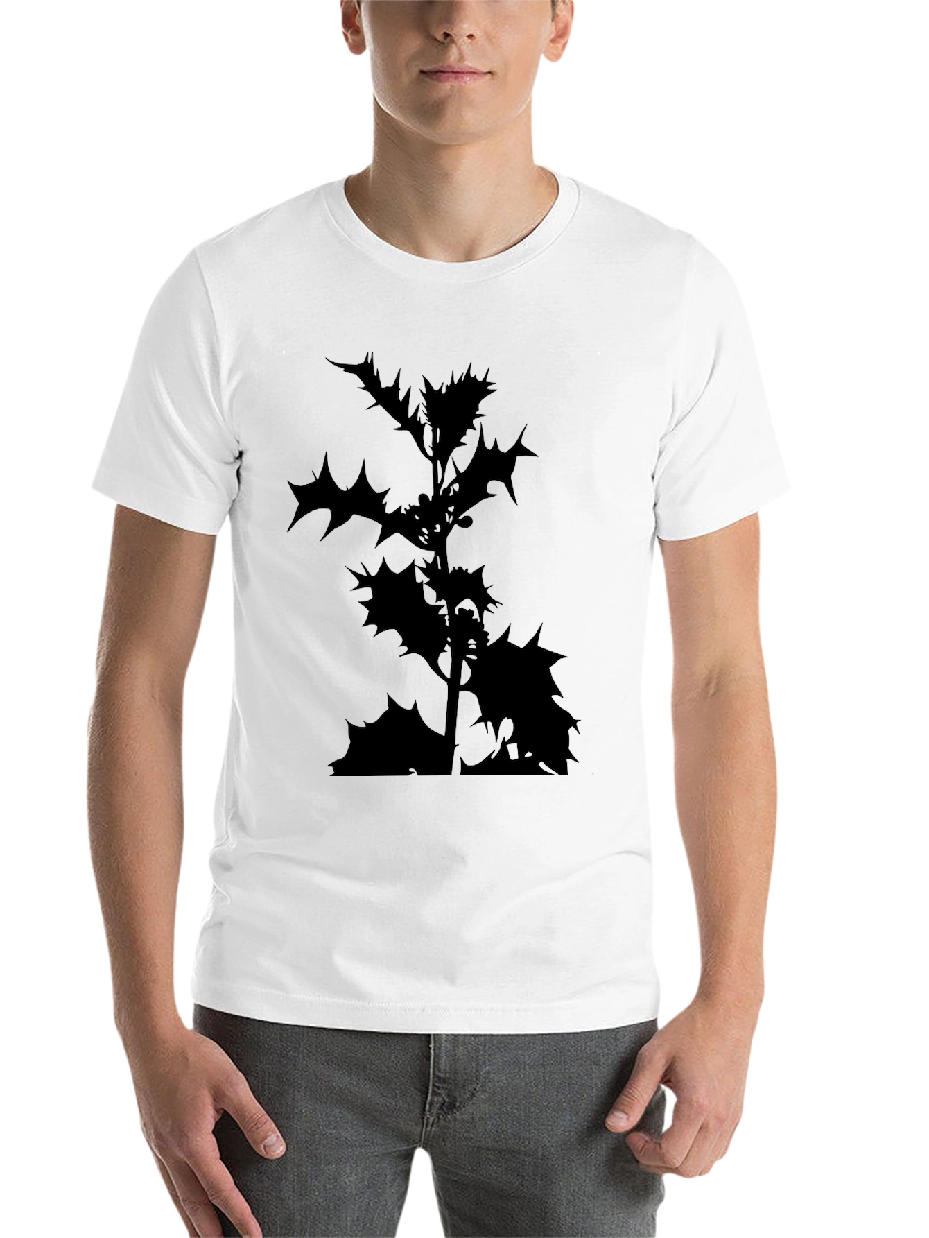 Black Black T-Shirt with Holly Silhouette view 14