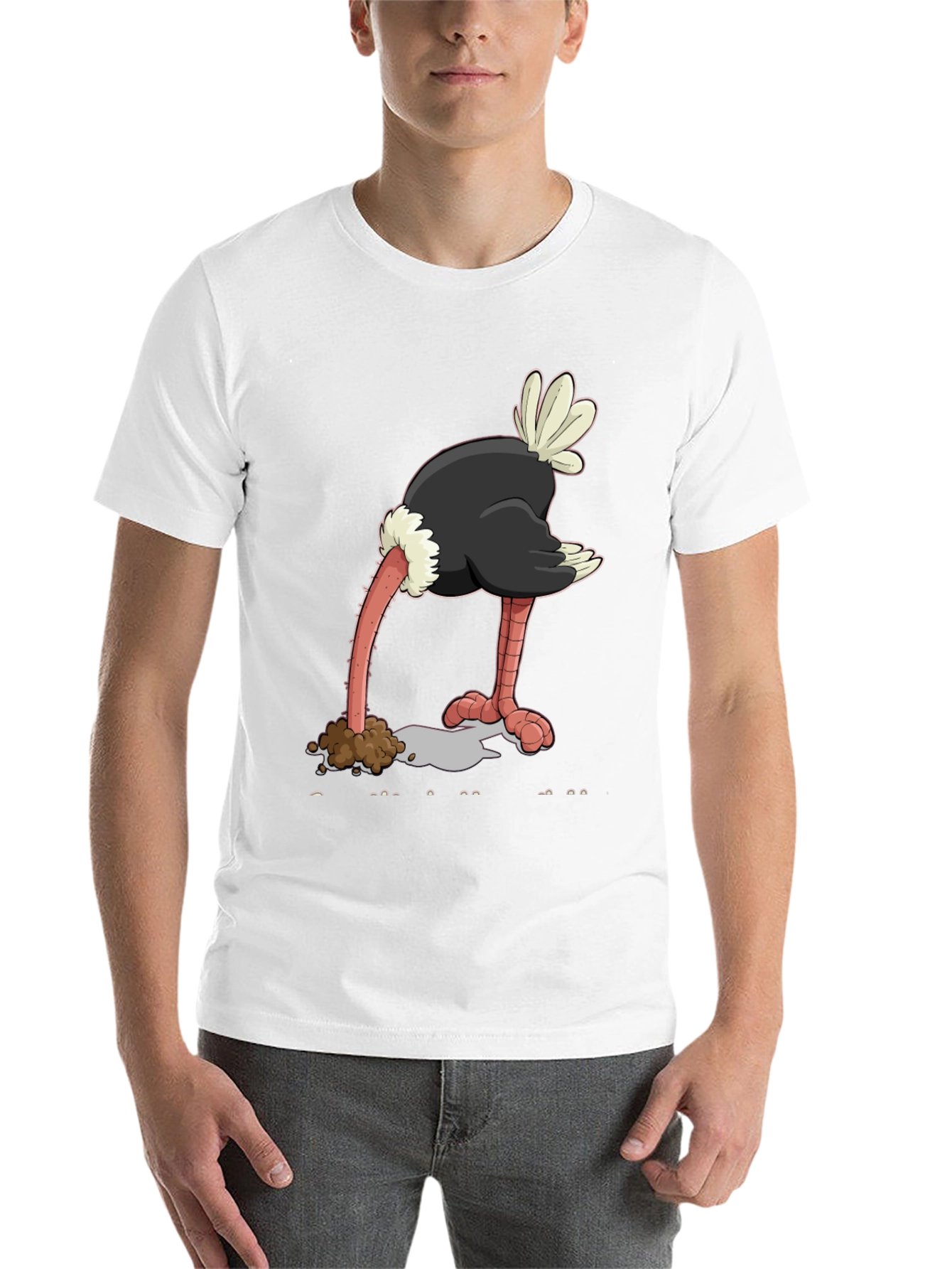 Black Ostrich Head in Sand Graphic Tee view 14