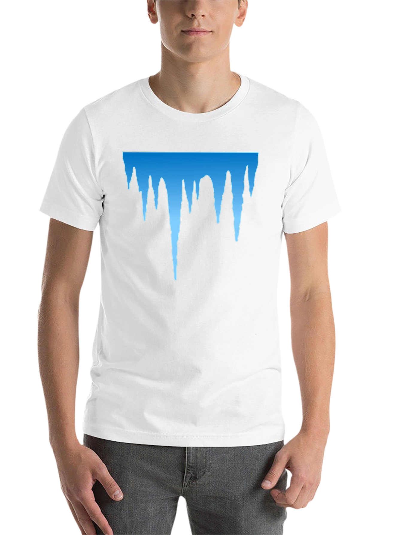 Black Icy Blue Drip Graphic Black T-Shirt view 14