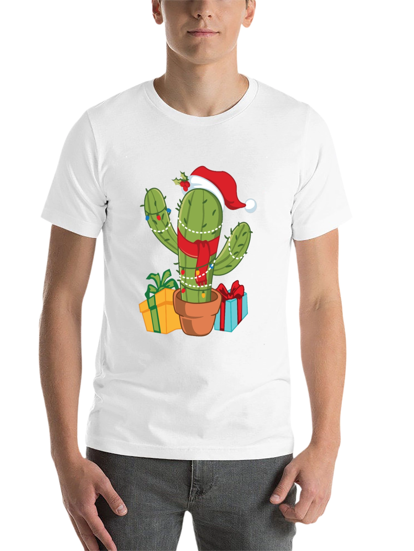 Black Festive Cactus Tee - Holiday Style! view 14