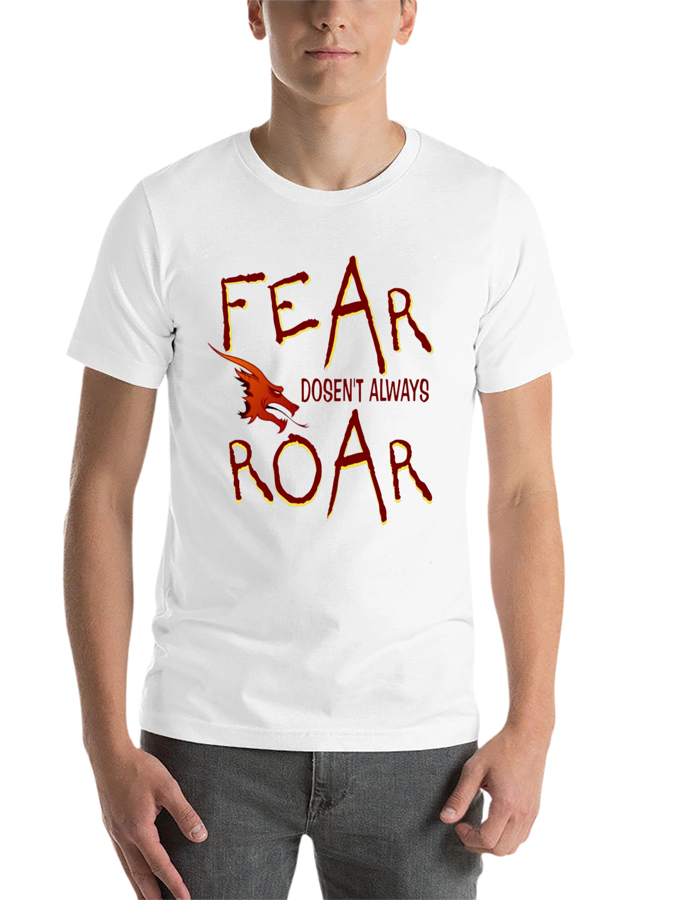 Black Fear Doesn't Always Roar Dragon Graphic T-Shirt view 14