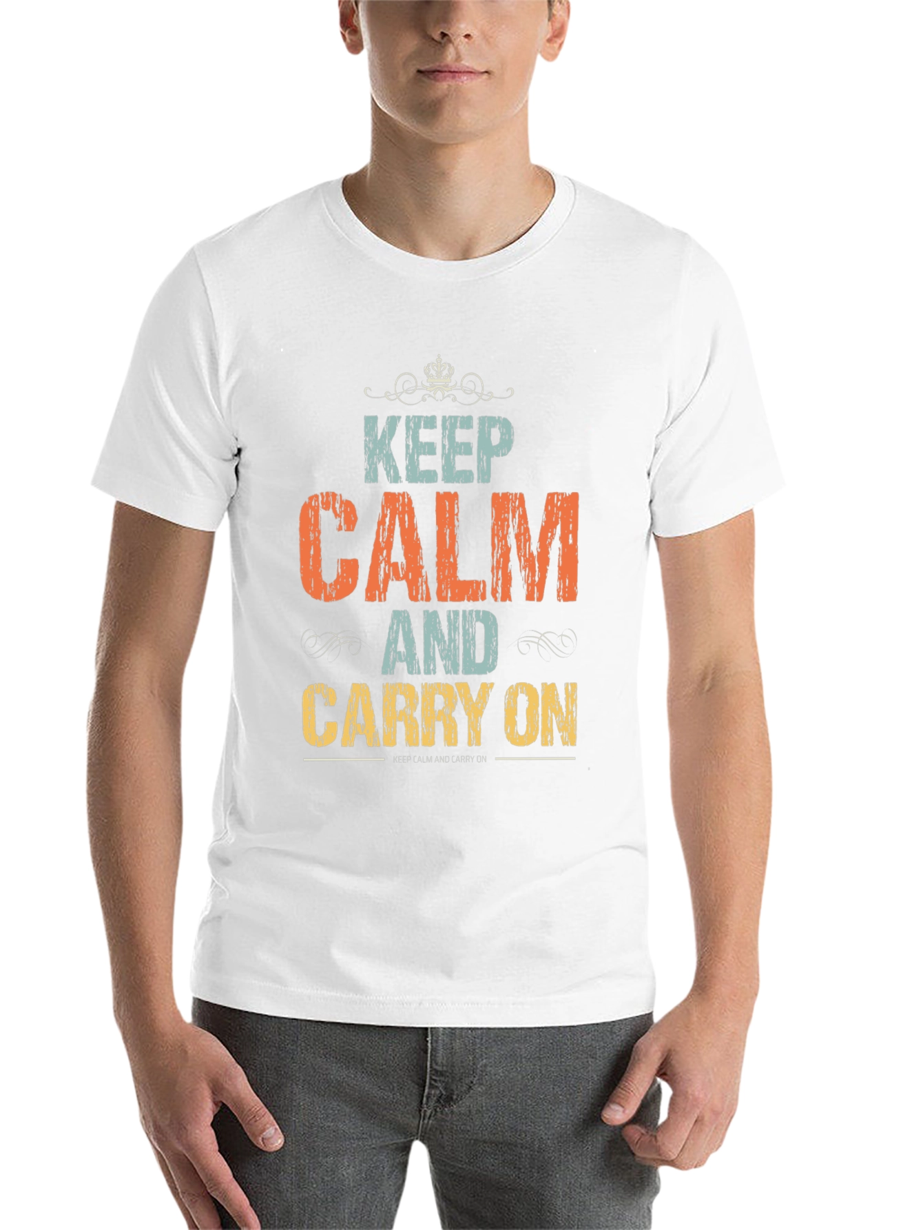 Black Keep Calm T-Shirt:  Vintage Style Graphic Tee view 14