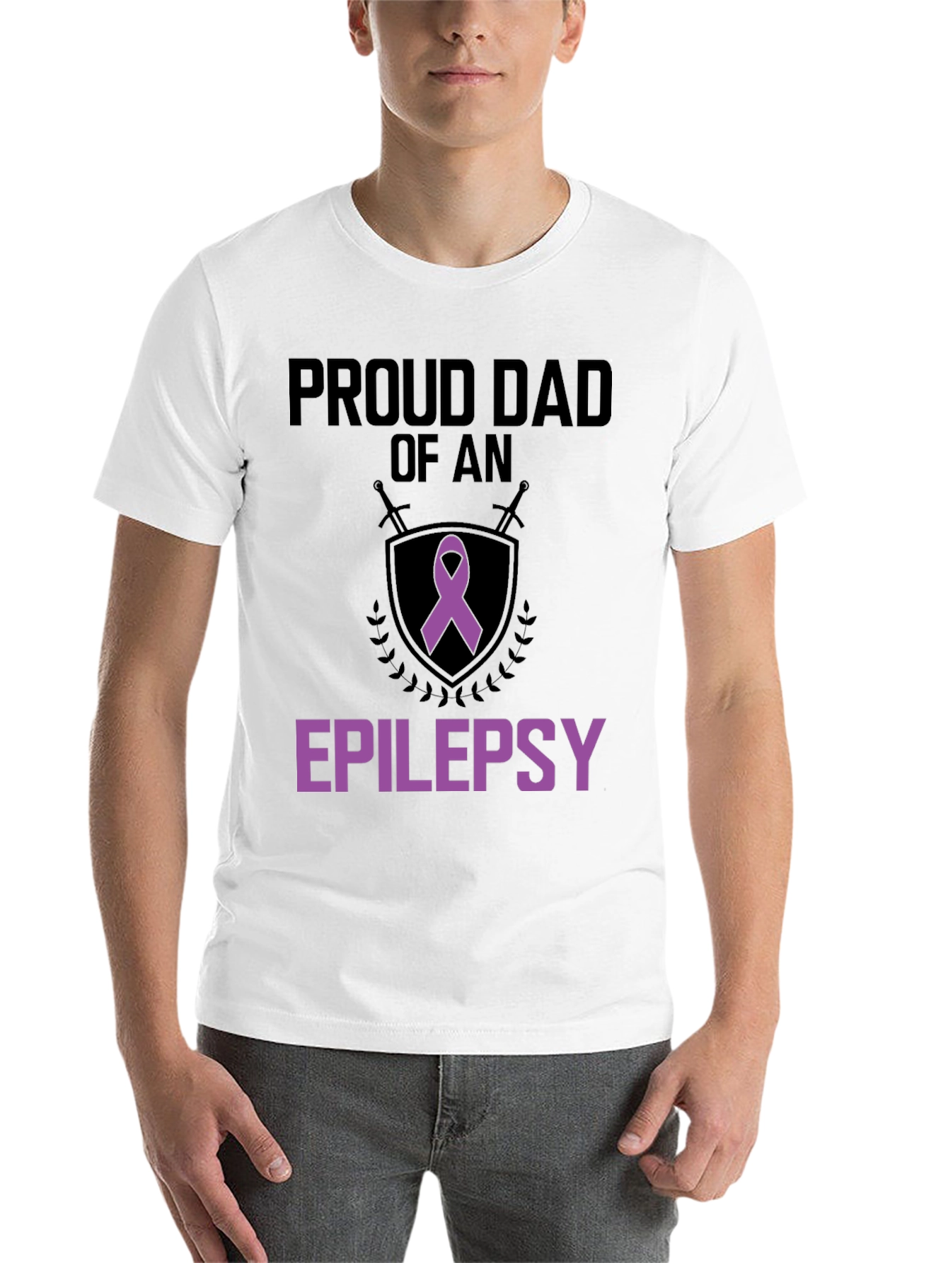 Black Proud Dad of an Epilepsy Warrior T-Shirt view 14
