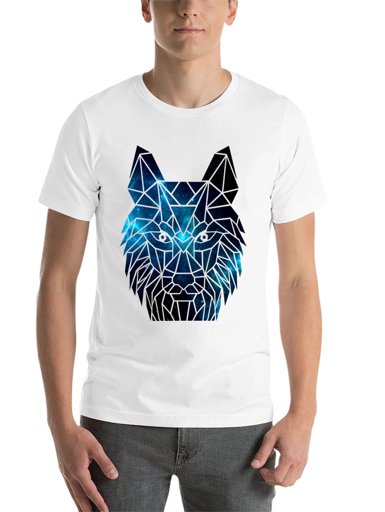 Black Galaxy Wolf Graphic Tee - Men's Black T-Shirt view 14