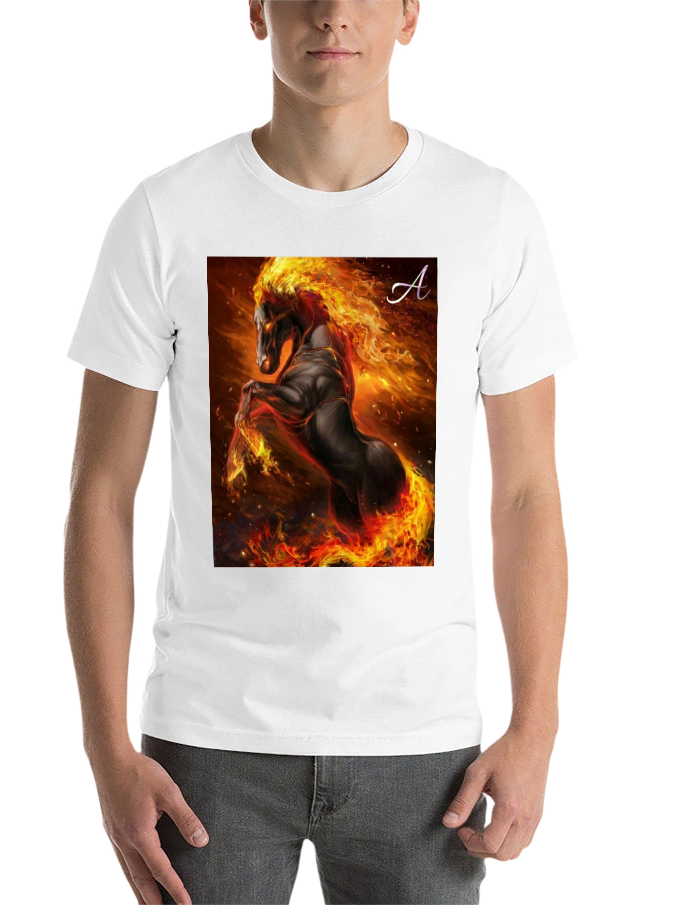 Black Fiery Horse Graphic T-Shirt - Black view 14