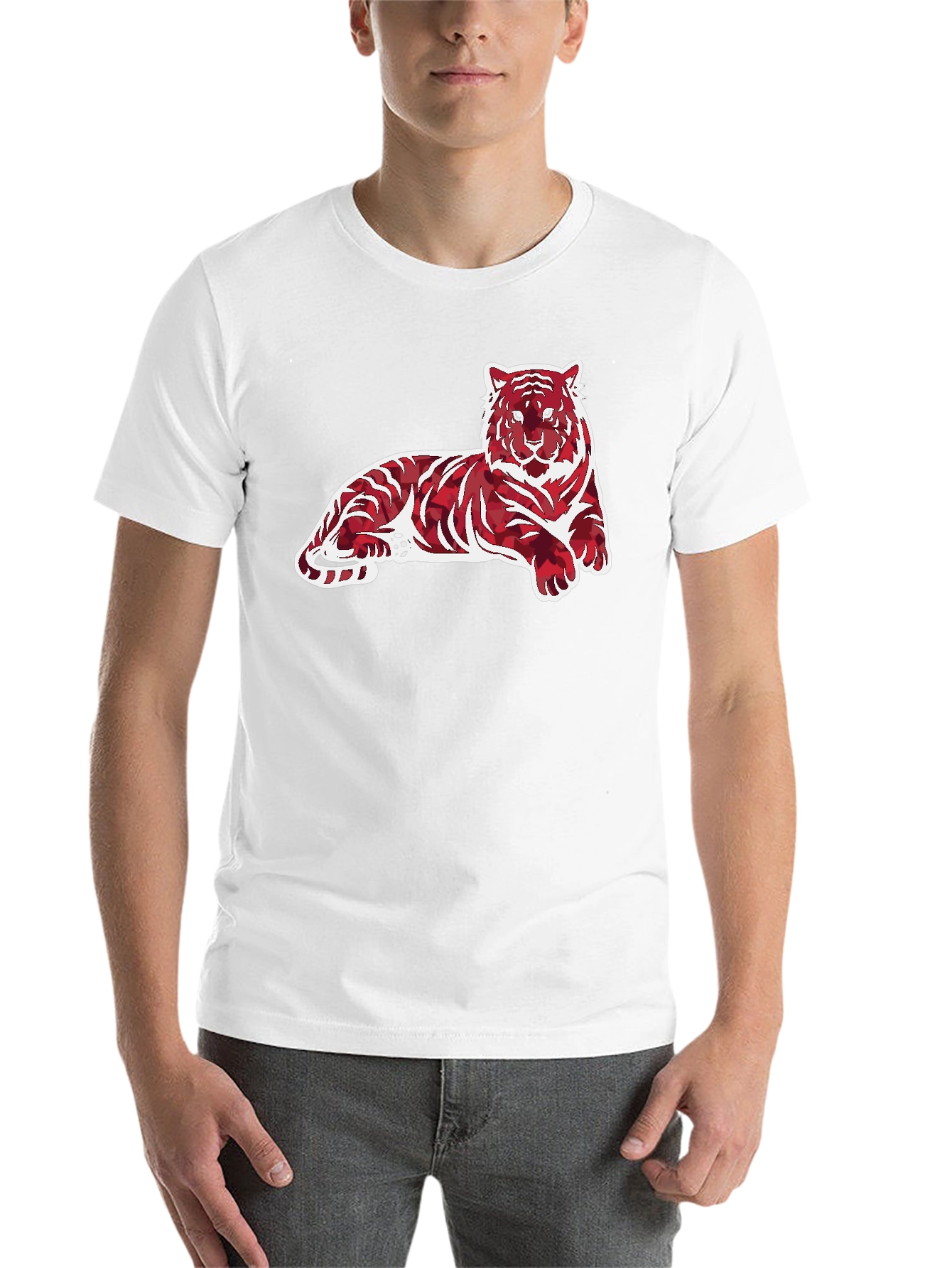 Black Tiger Print Graphic Tee - Men's Casual Wear view 14