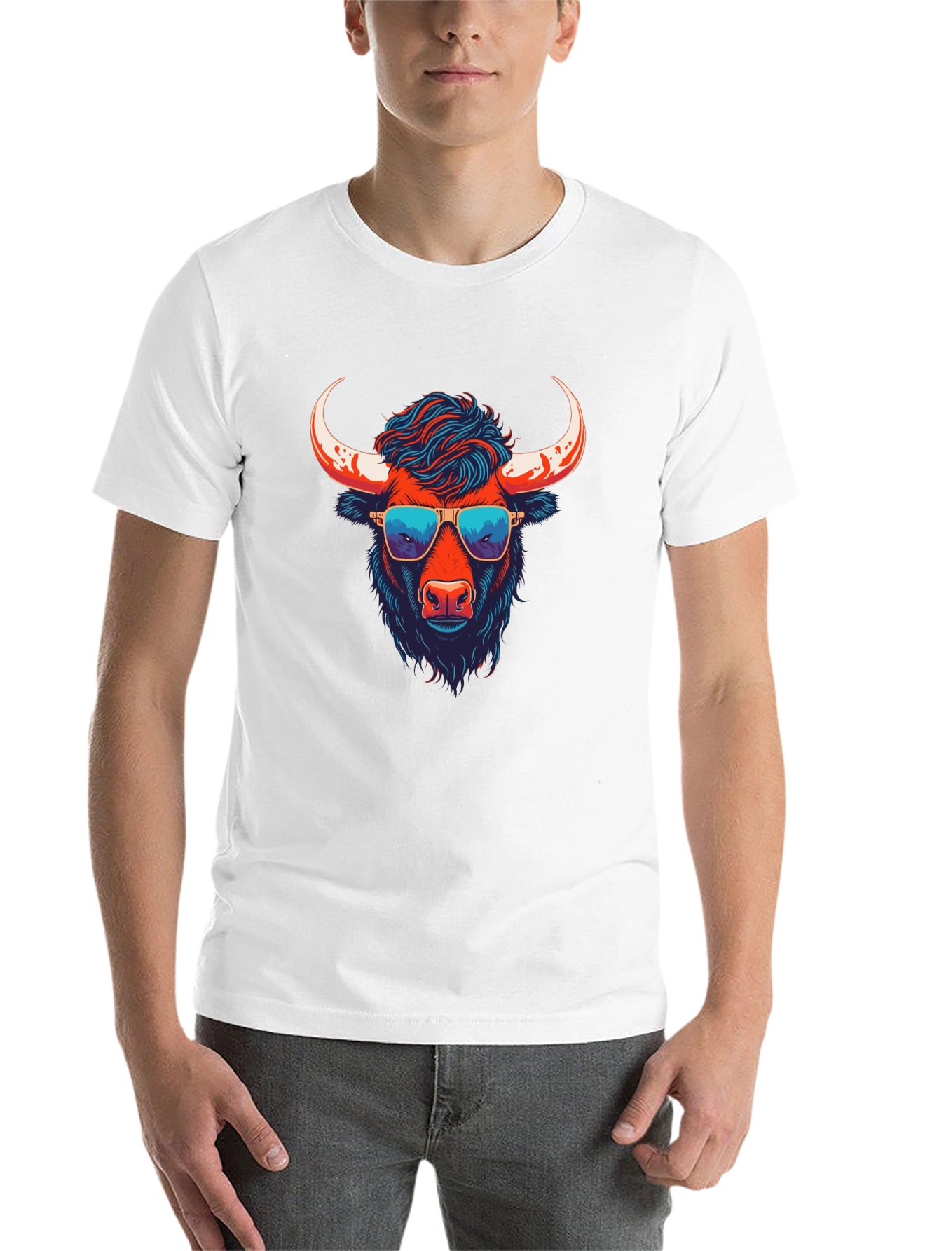 Black Cool Bull Graphic Tee - Black Cotton Blend view 14