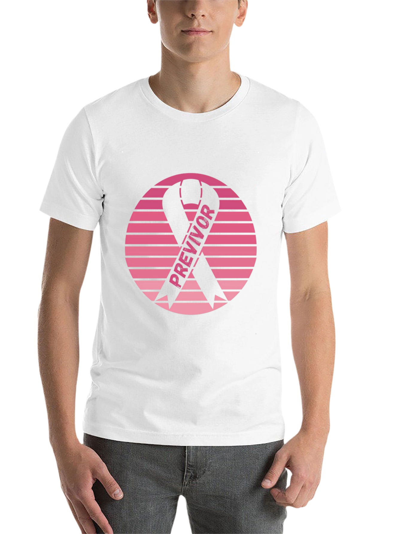 Black Previvor Ribbon Graphic Tee - Breast Cancer Awareness view 14