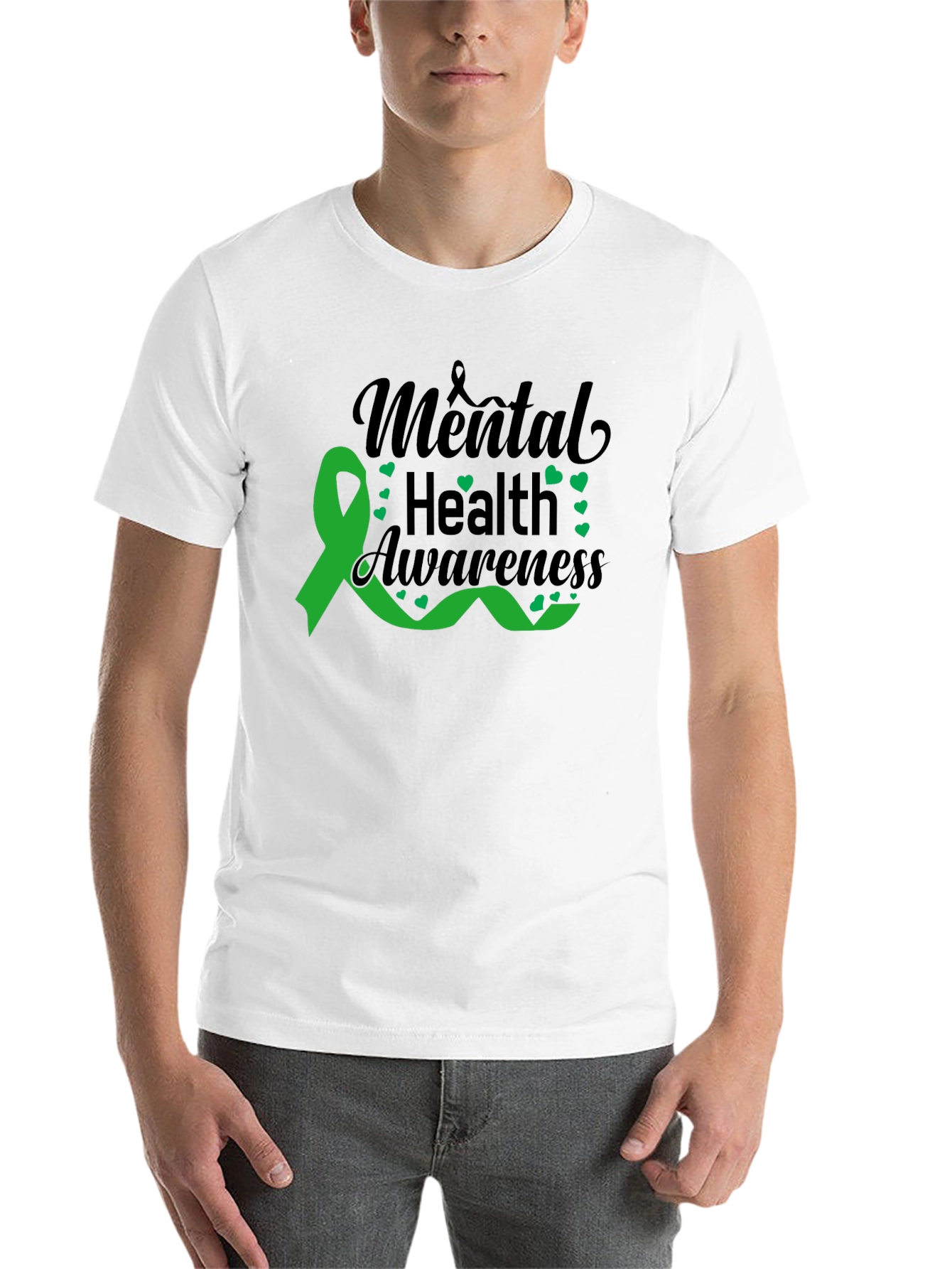 Black Mental Health Awareness Ribbon Graphic T-Shirt view 14