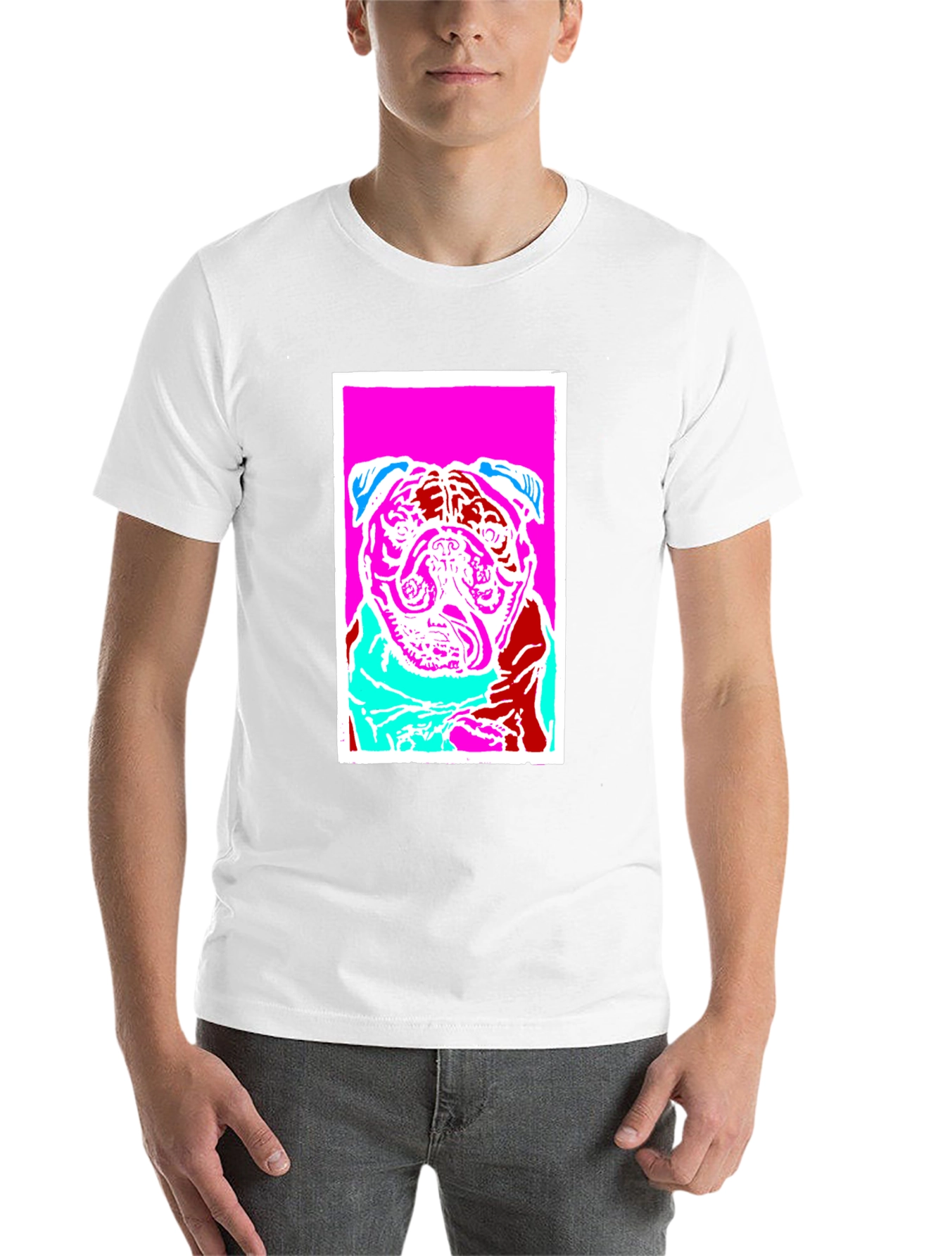 Black Pop Art Pug Graphic Tee - Black Cotton T-Shirt view 14