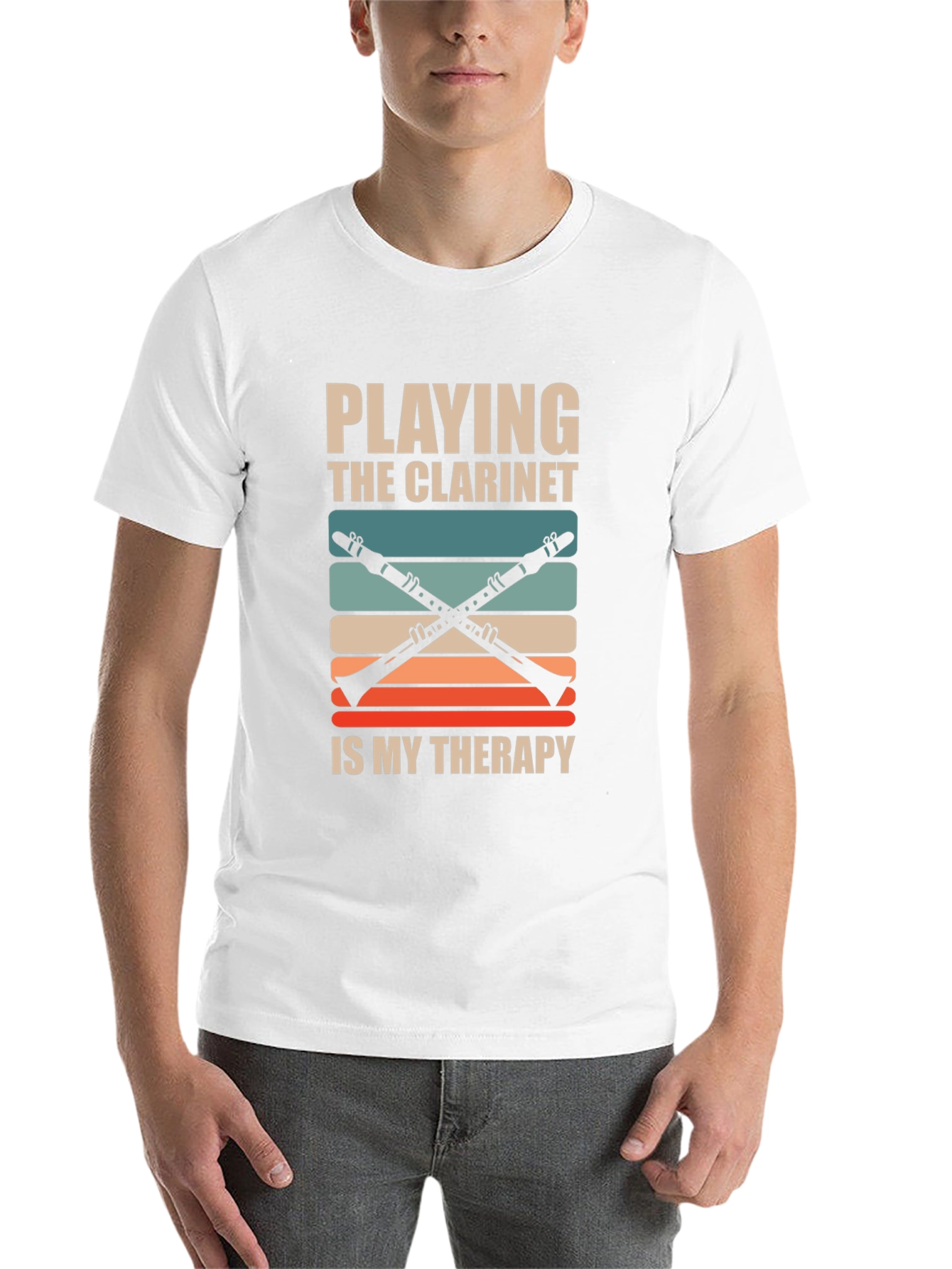 Black Clarinet Therapy T-Shirt - Musician Gift view 14