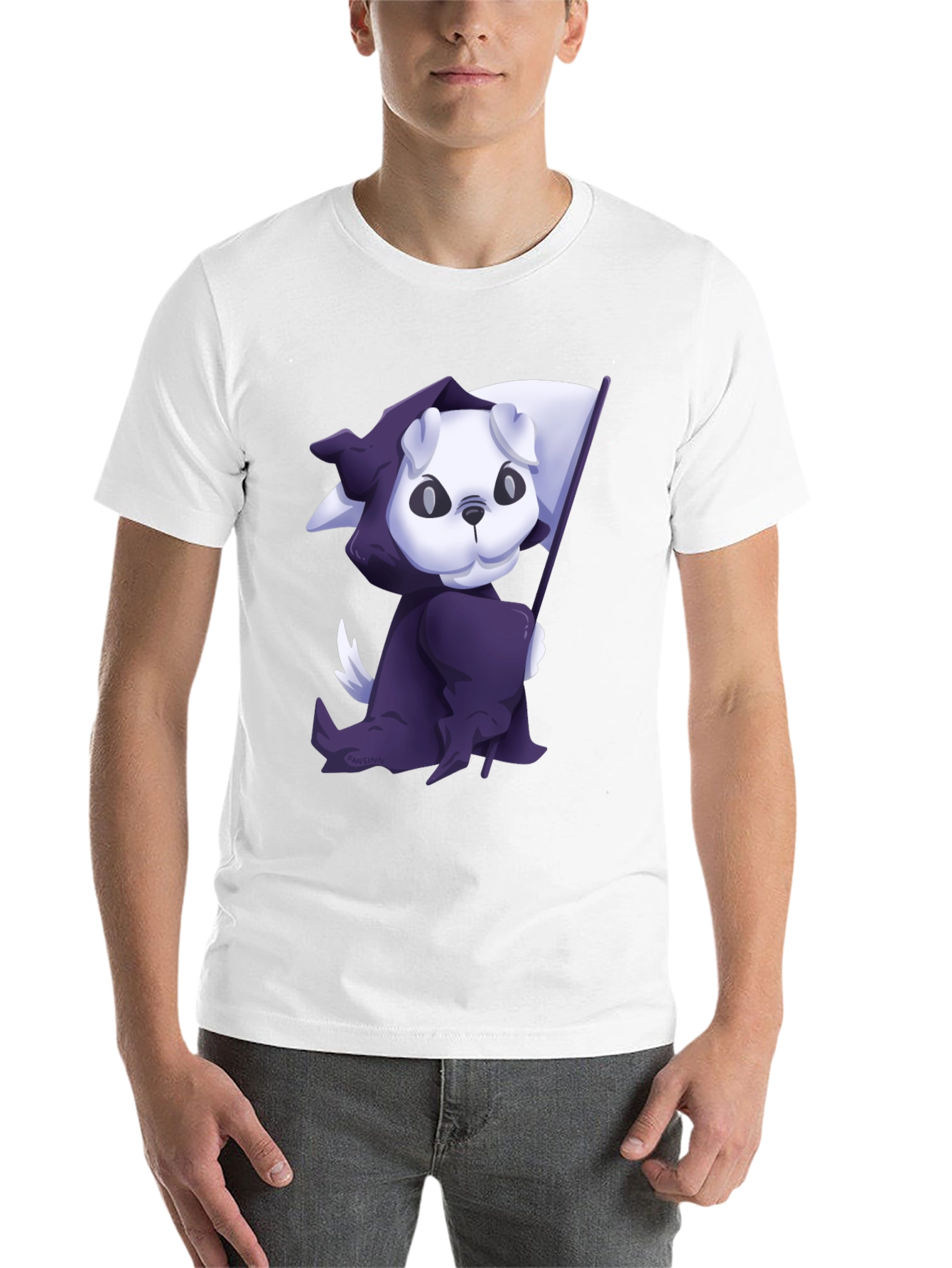 Black Grim Reaper Puppy T-Shirt - Cute and Spooky view 14