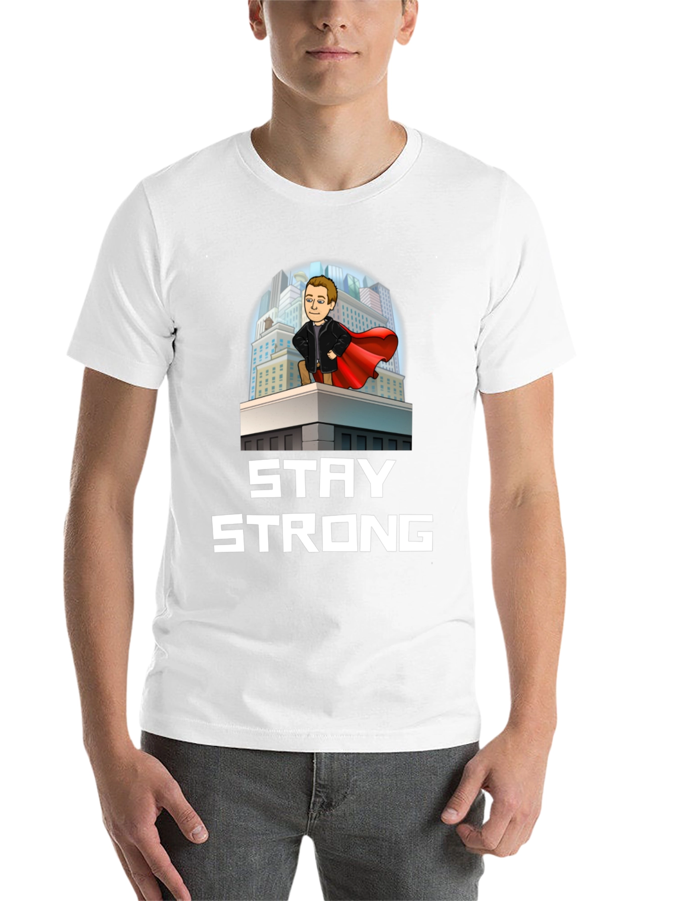 Black Stay Strong Superhero T-Shirt view 14